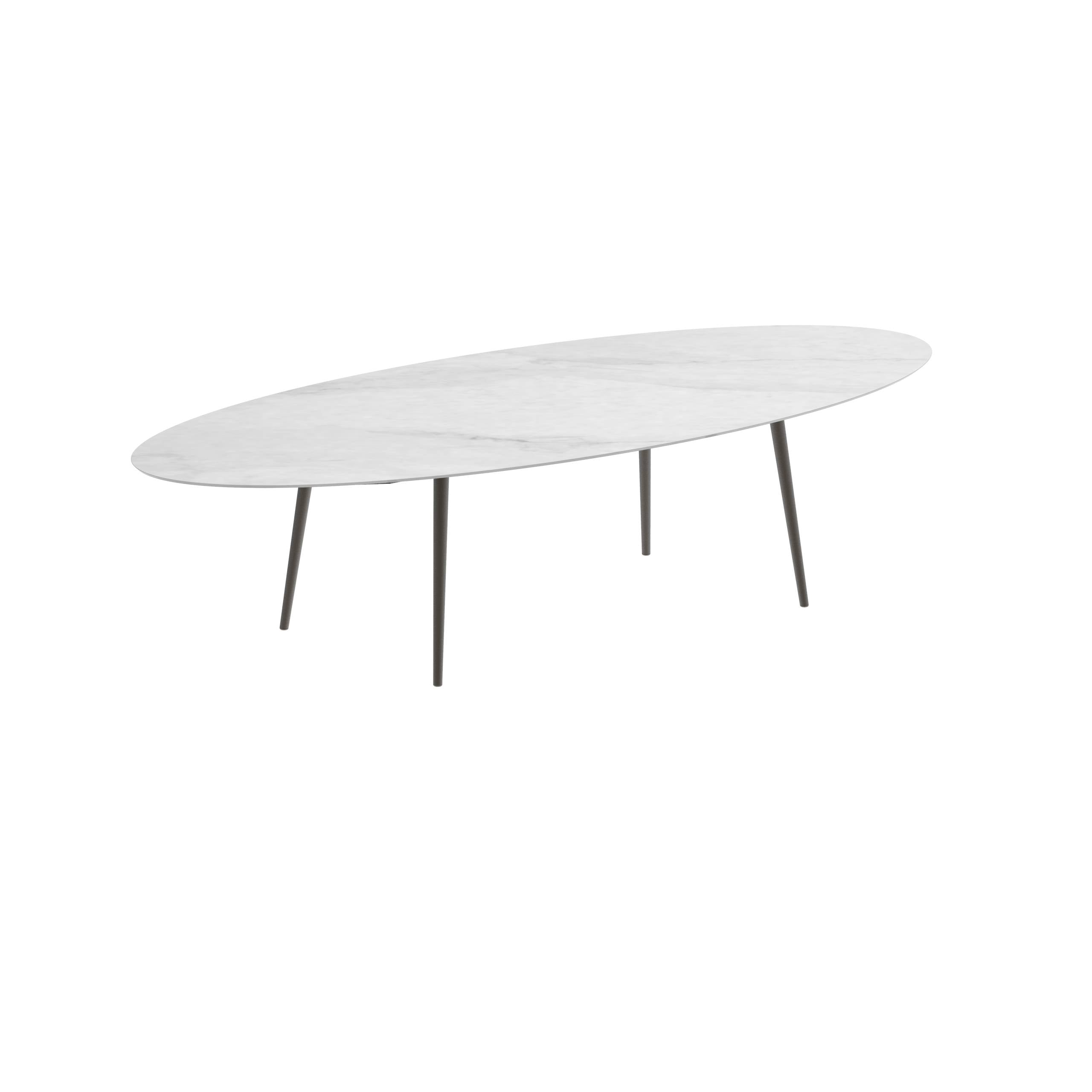 Styletto Standard Dining Table 320x140cm Alu Legs Bronze Ceramic Top Bianco Statuario