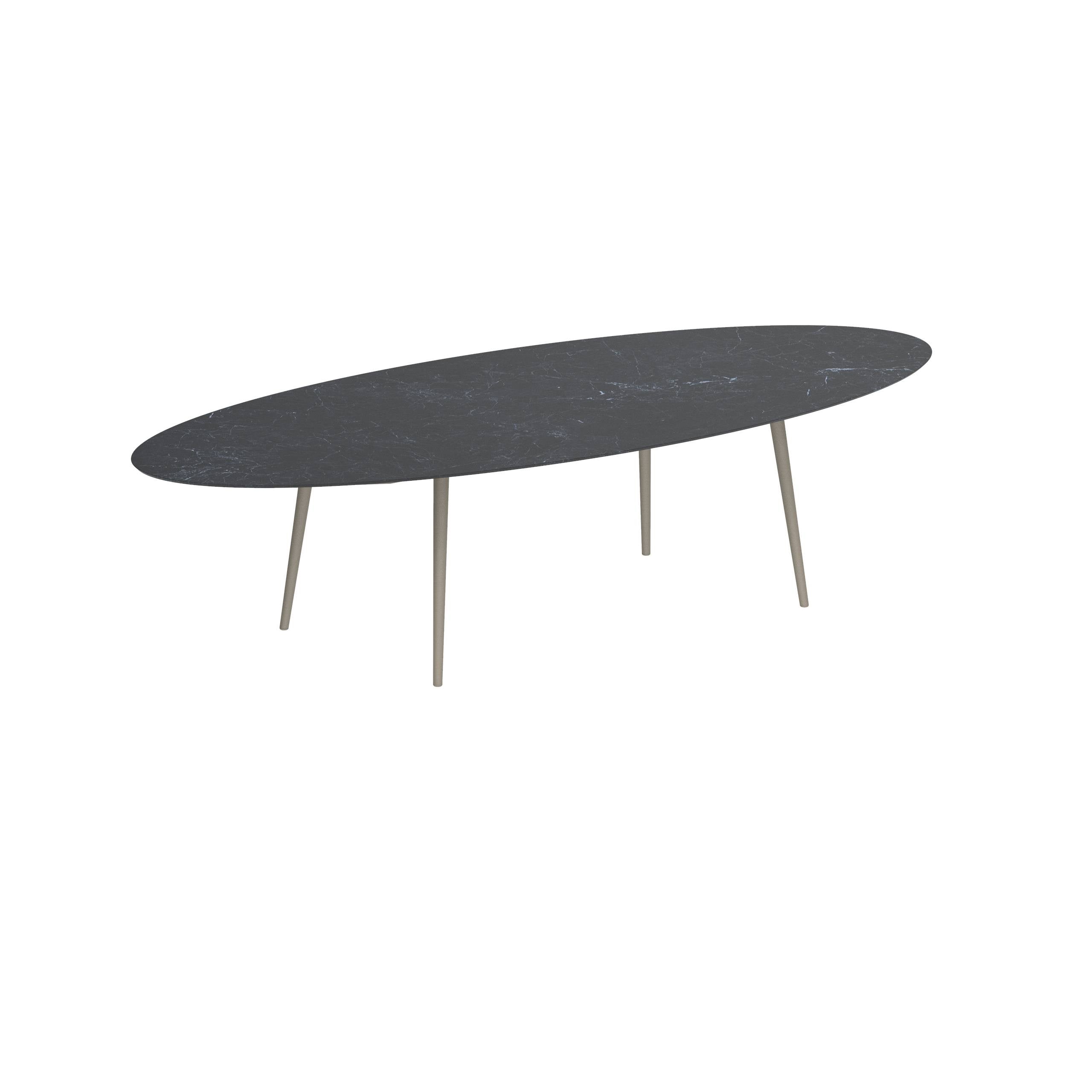 Styletto Standard Dining Table 320x140cm Alu Legs Sand Ceramic Top Nero Marquina