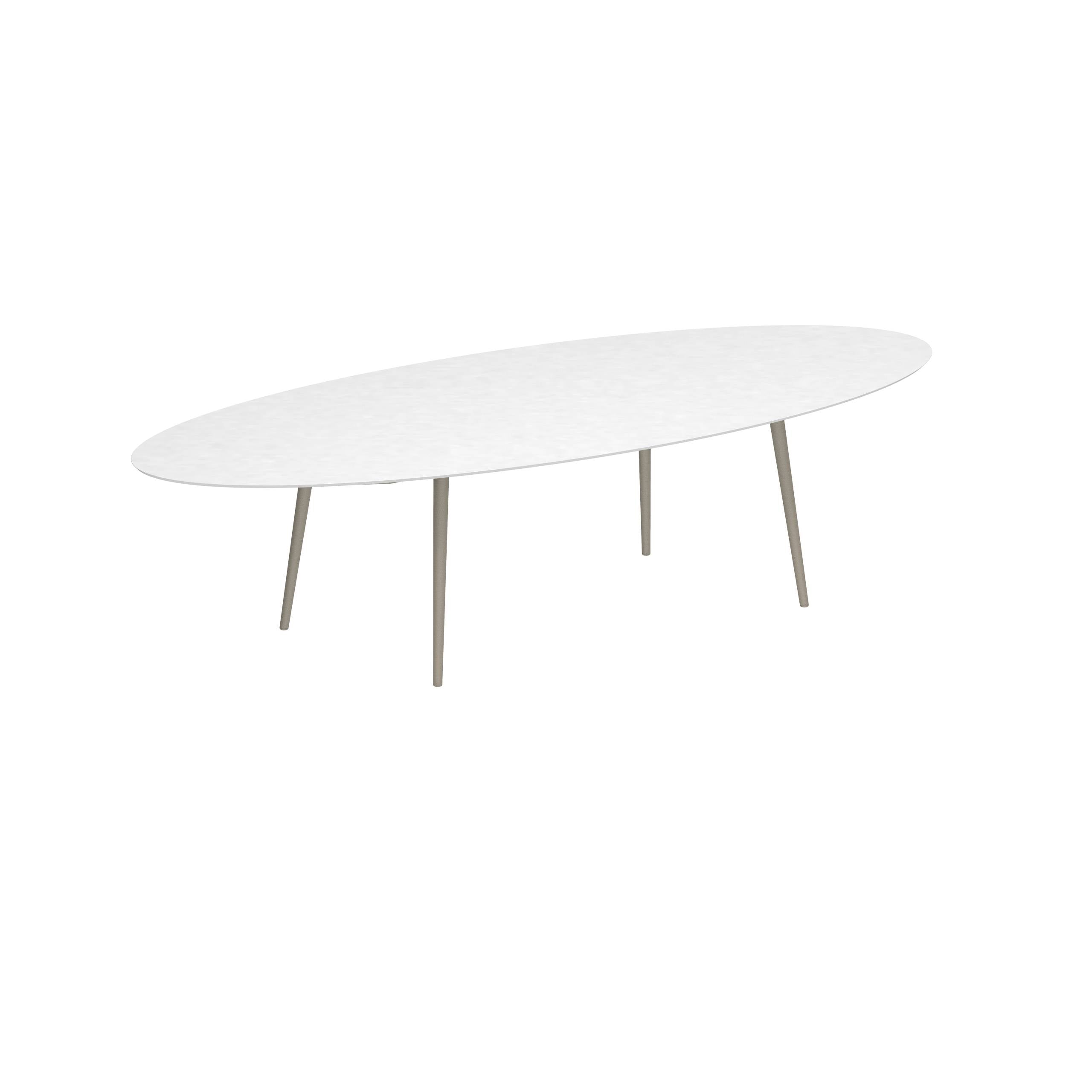 Styletto Standard Dining Table 320x140cm Alu Legs Sand Ceramic Top White