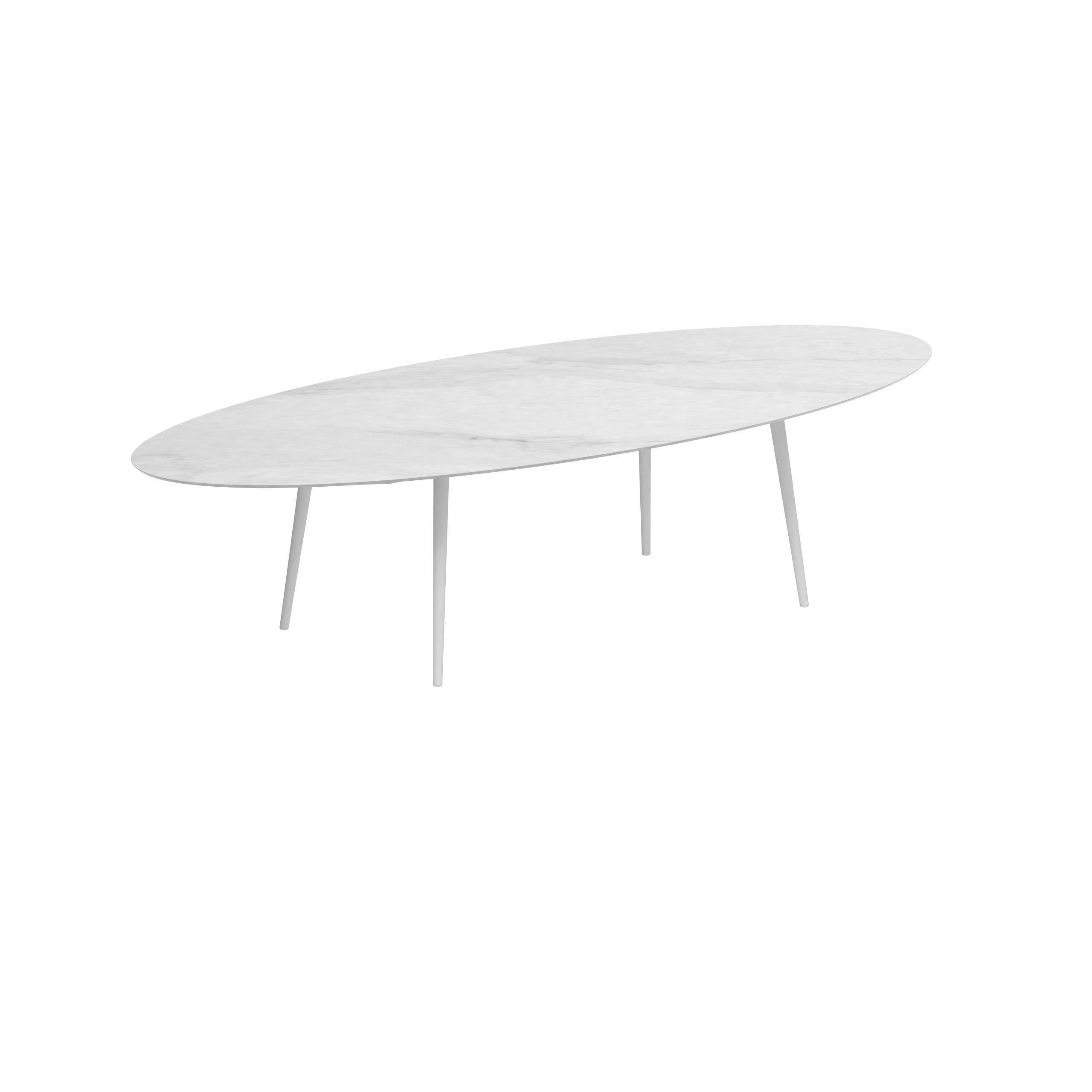 Styletto Standard Dining Table 320x140cm Alu Legs White Ceramic Top Bianco Statuario