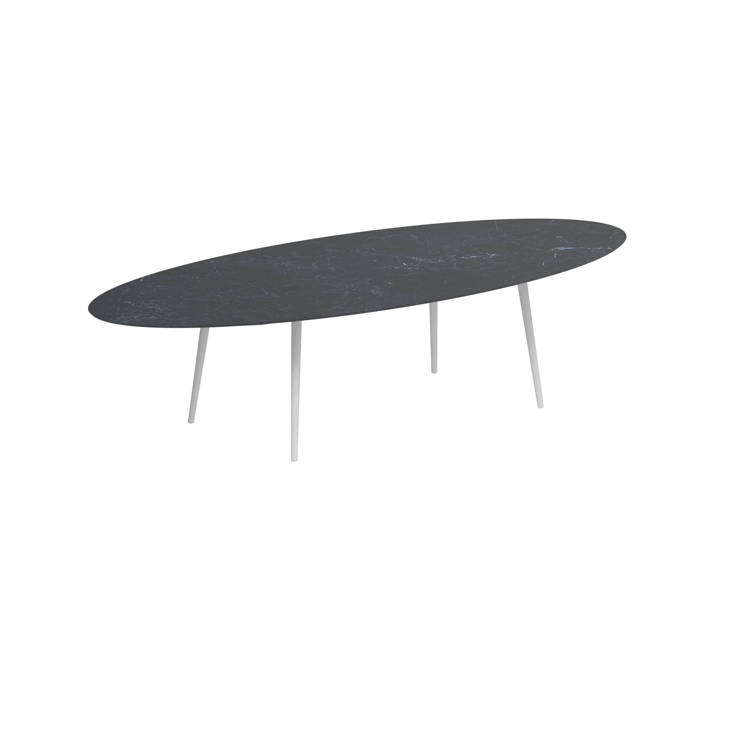 Styletto Standard Dining Table 320x140cm Alu Legs White Ceramic Top Nero Marquina