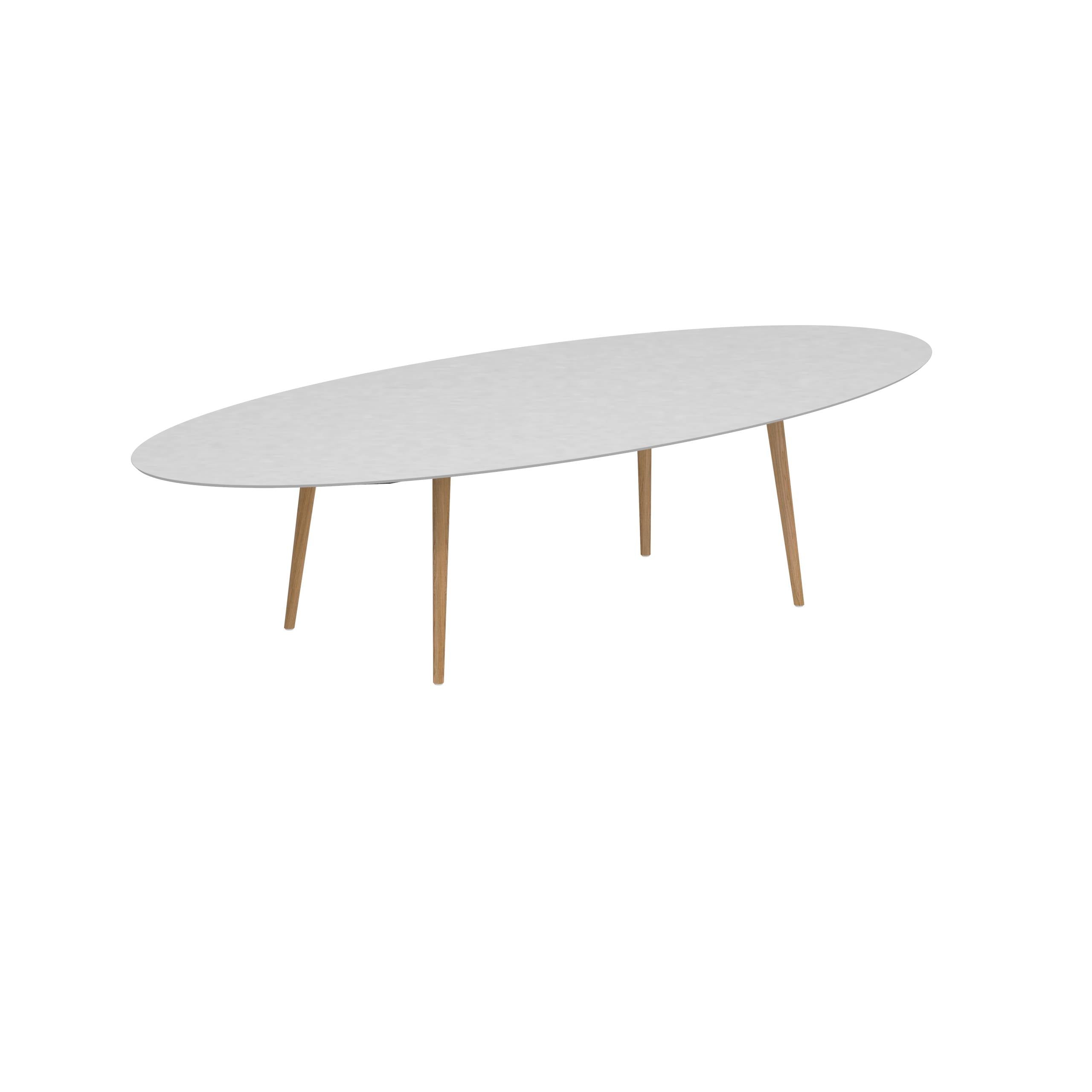 Styletto Standard Dining Table 320x140cm Teak Legs Ceramic Top White