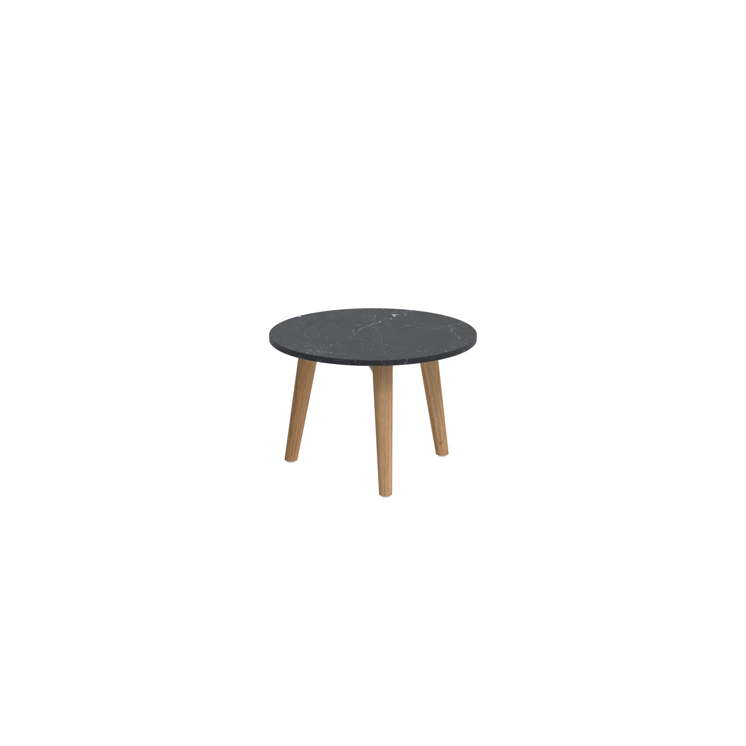 Styletto Side Table Ø40cm Teak Legs Ceramic Top Nero Marquina