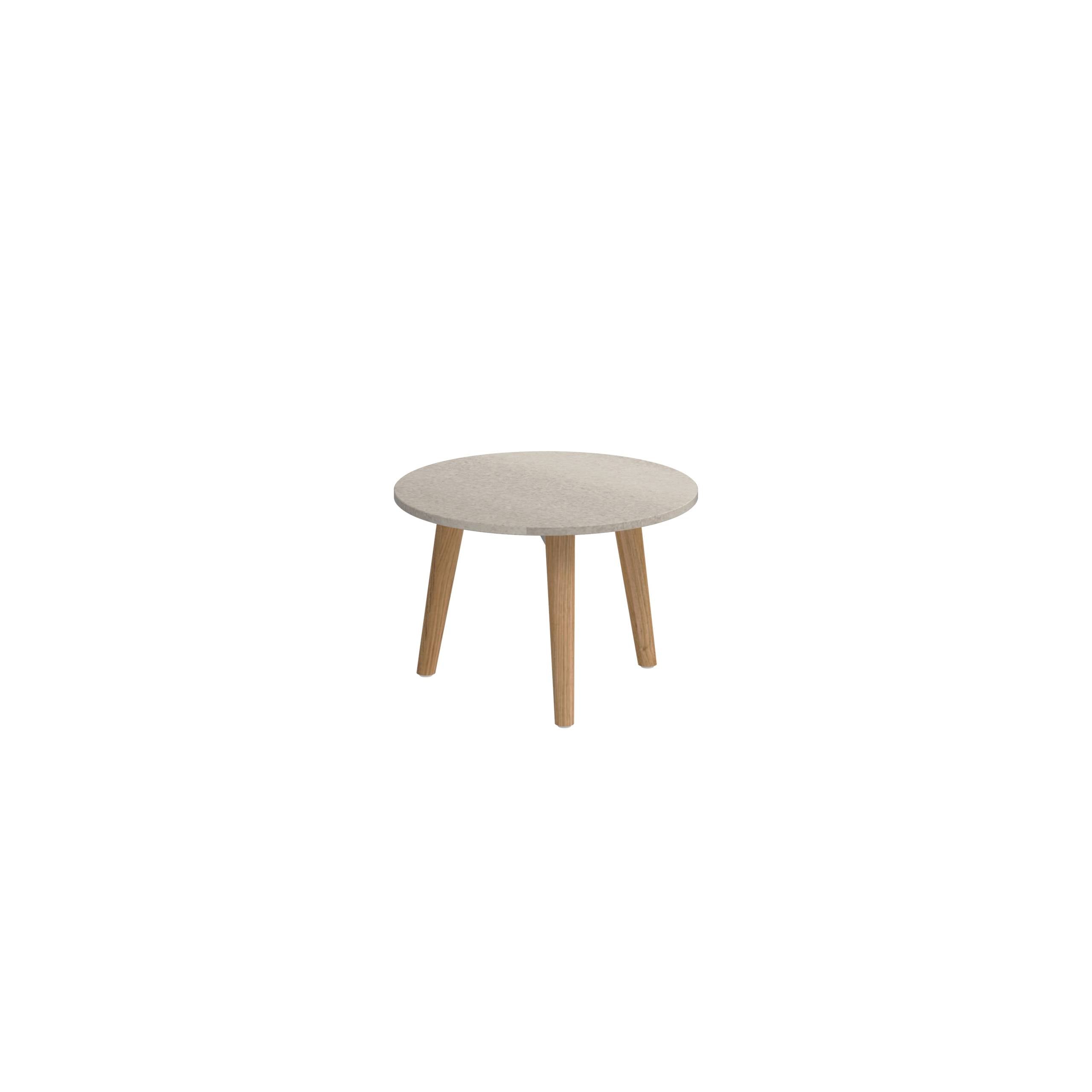 Styletto Side Table Ø40cm Teak Legs Ceramic Top Taupe Grey