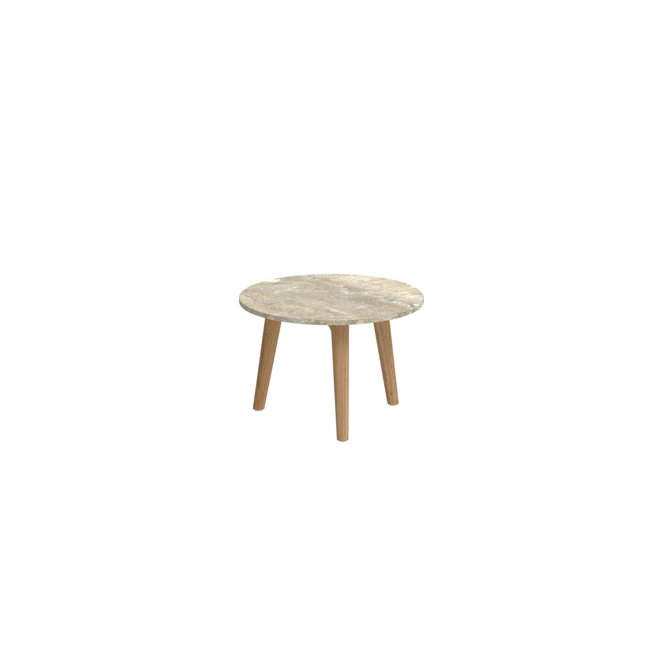 Styletto Side Table Ø40cm Teak Legs Ceramic Top Travertino