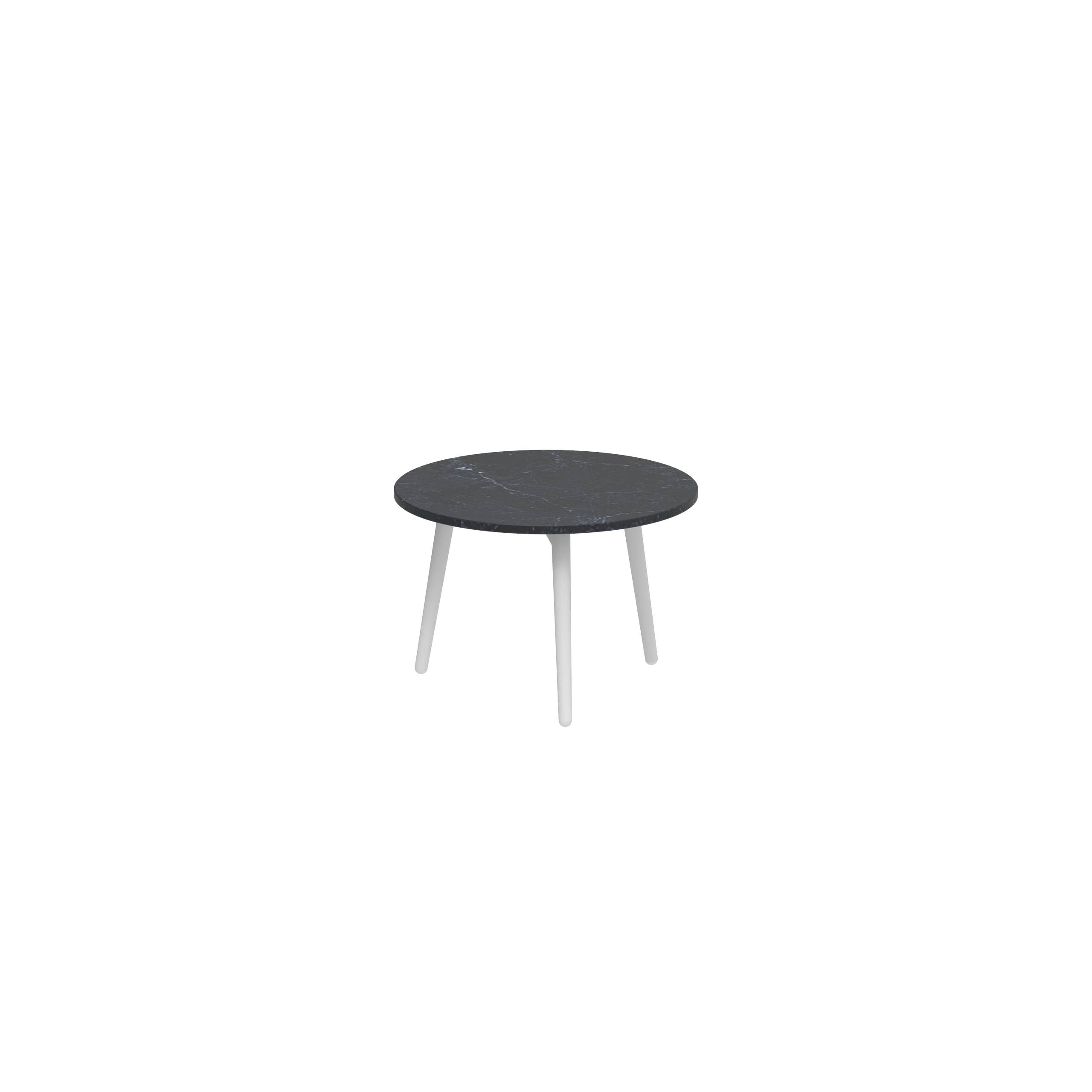 Styletto Side Table Ø40cm White Ceramic Top Nero Marquina