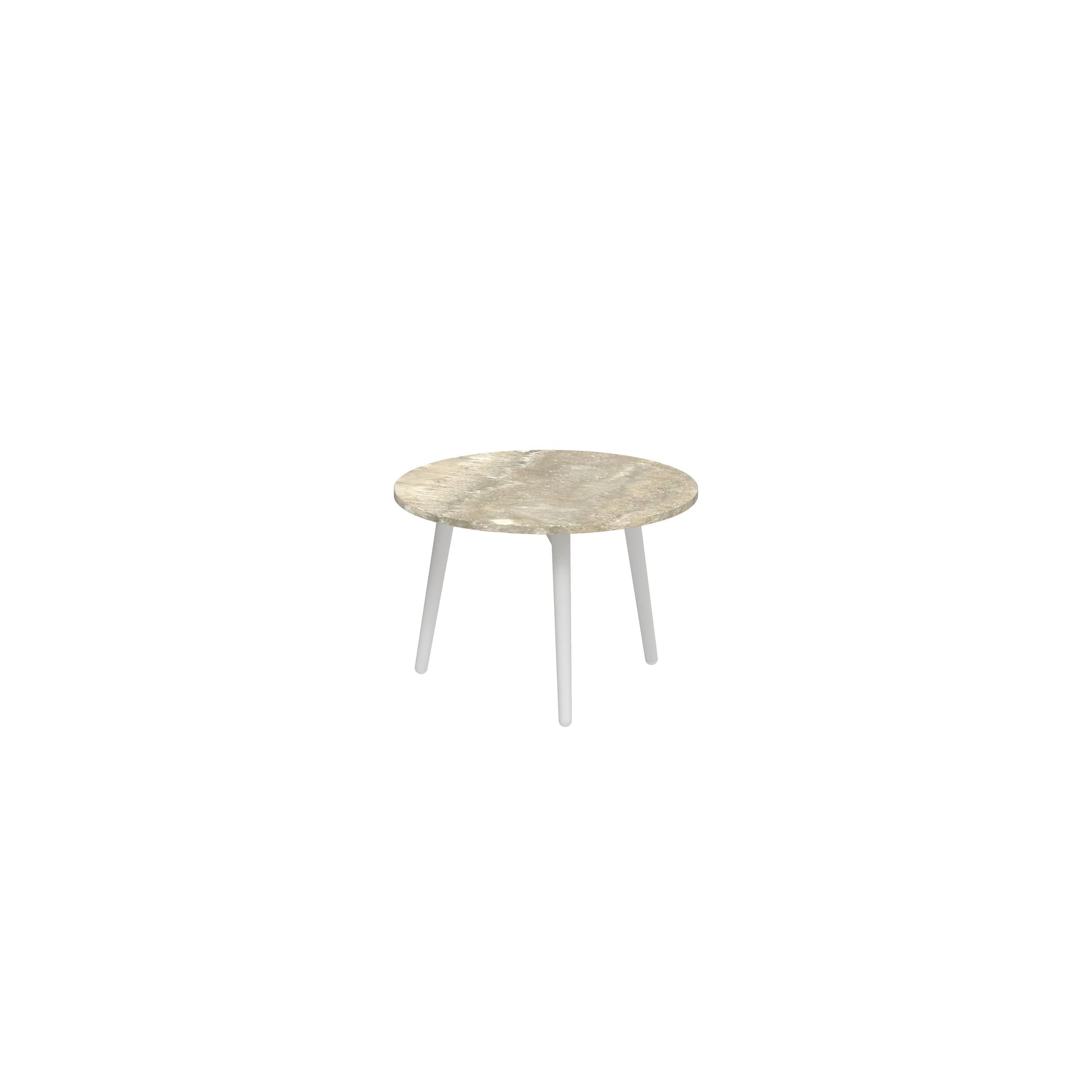 Styletto Side Table Ø40cm White Ceramic Top Travertino