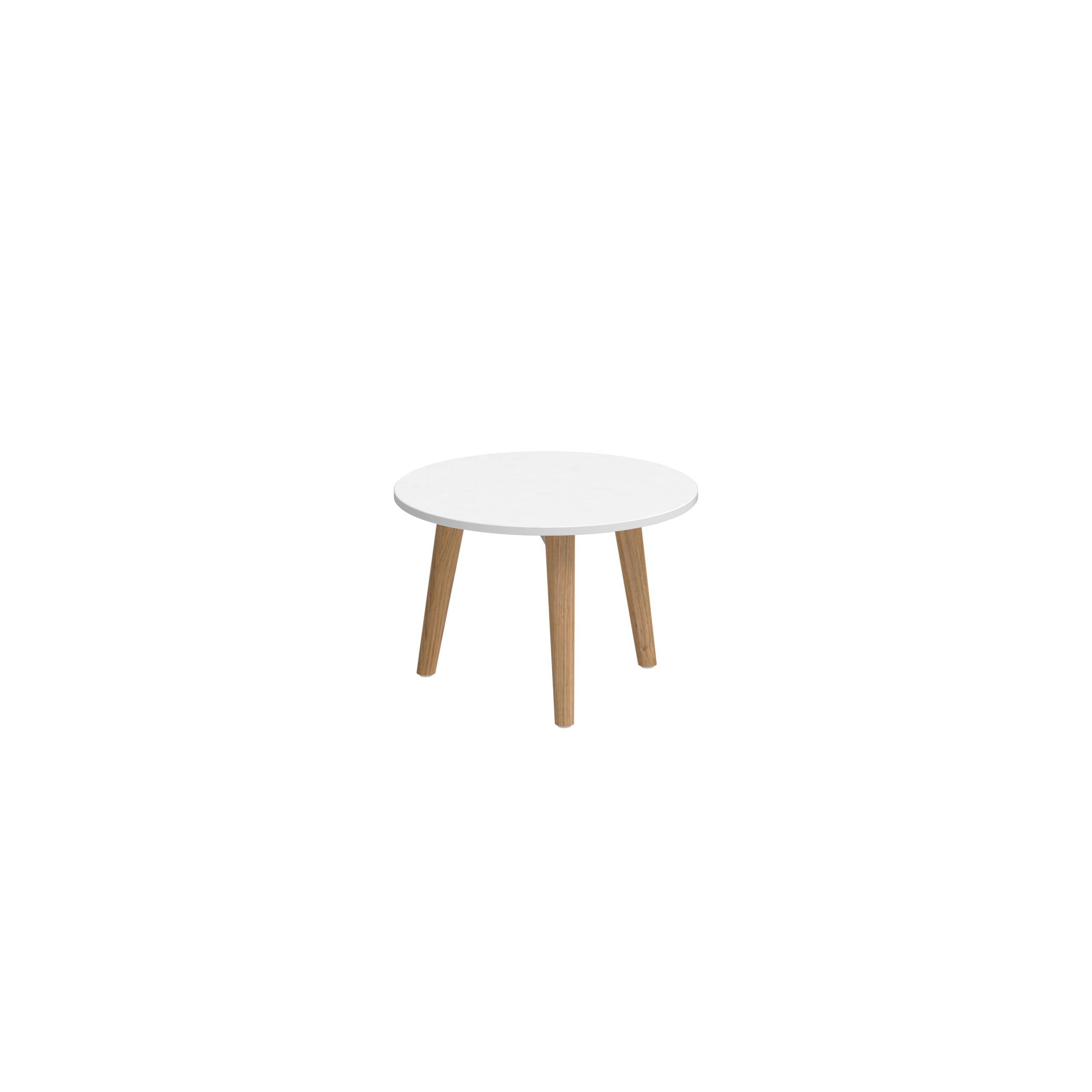 Styletto Side Table Ø40cm Teak Legs Ceramic Top White