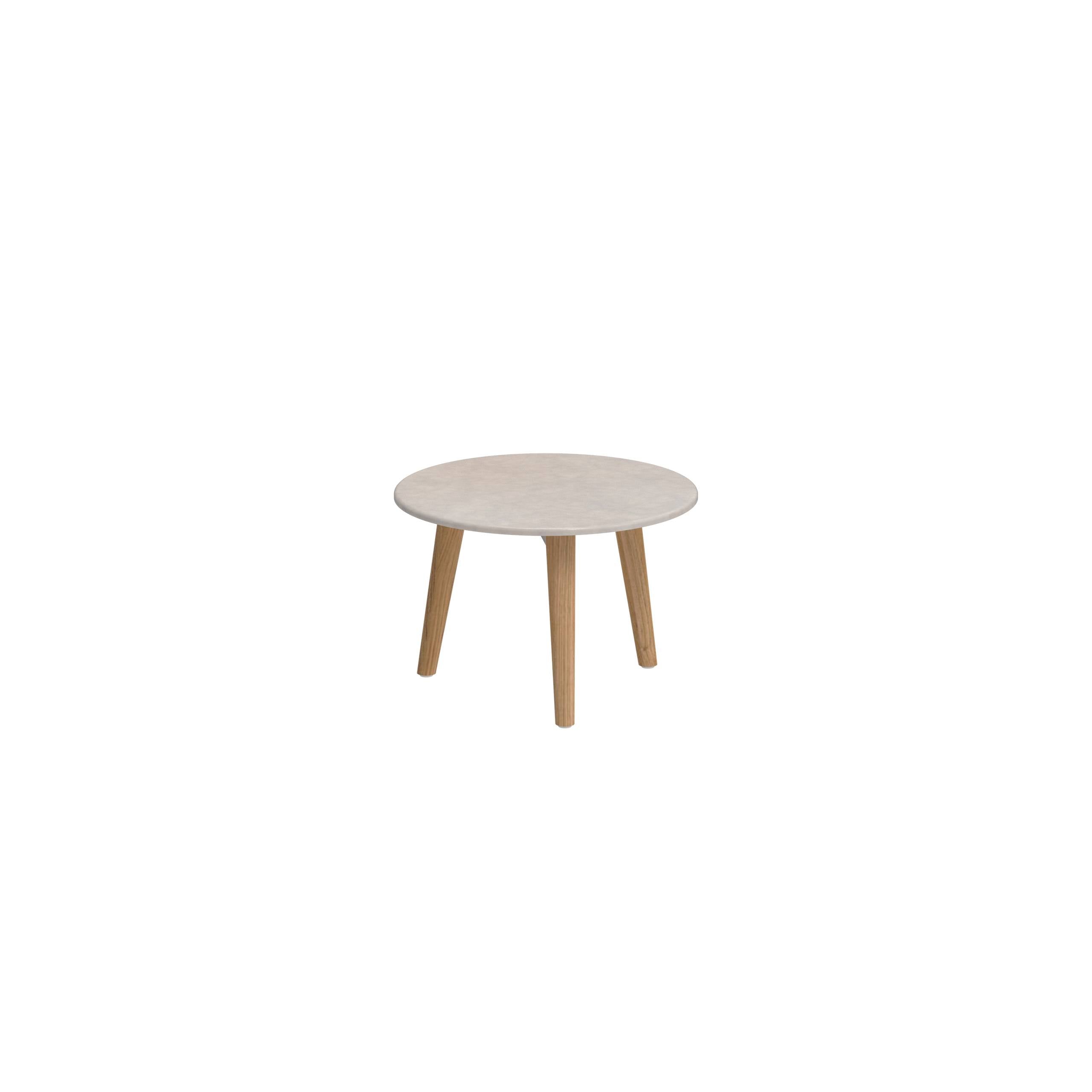 Styletto Side Table Ø40cm Teak Legs Lavastone Top Pearl