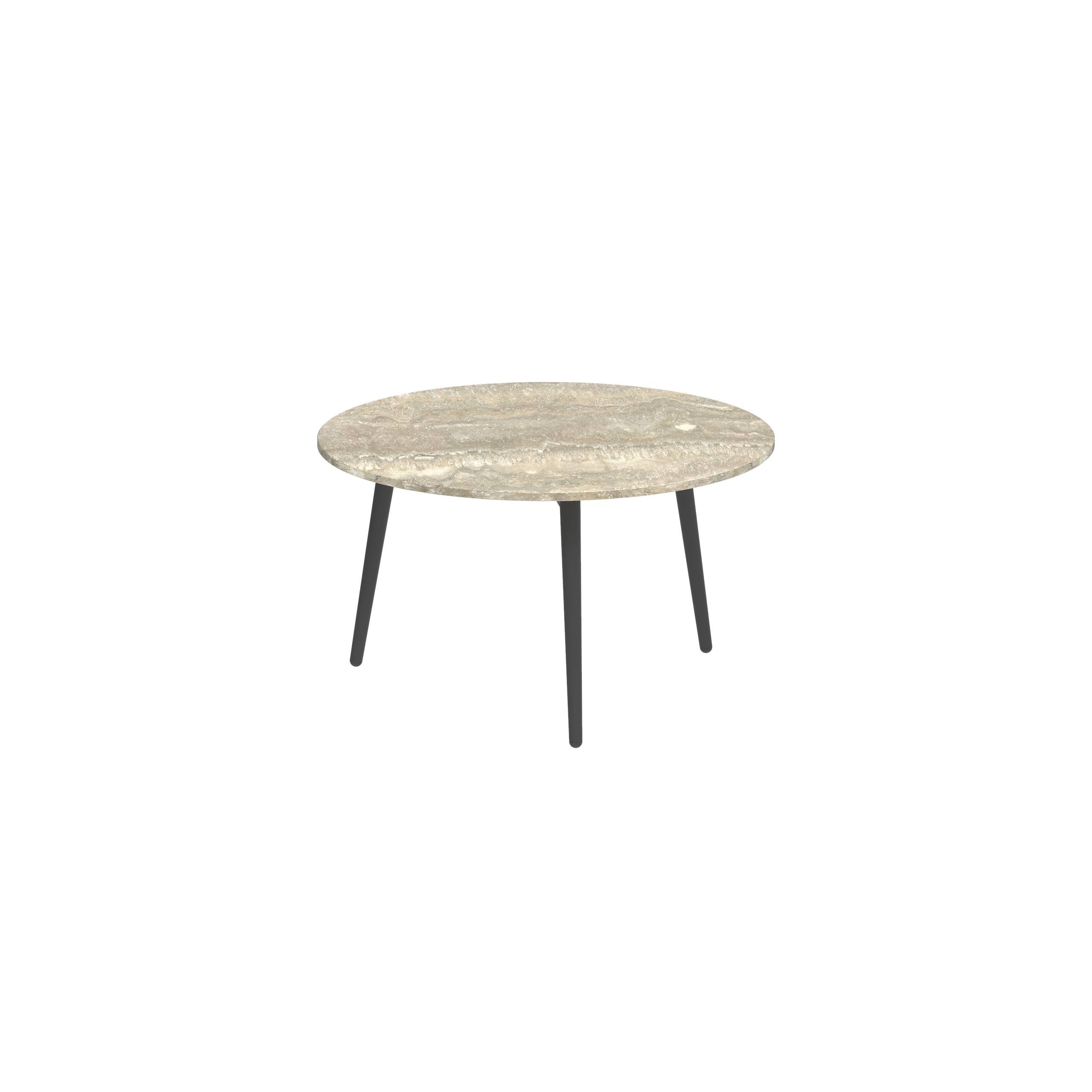 Styletto Side Table Ø60cm Anthracite Ceramic Top Travertino