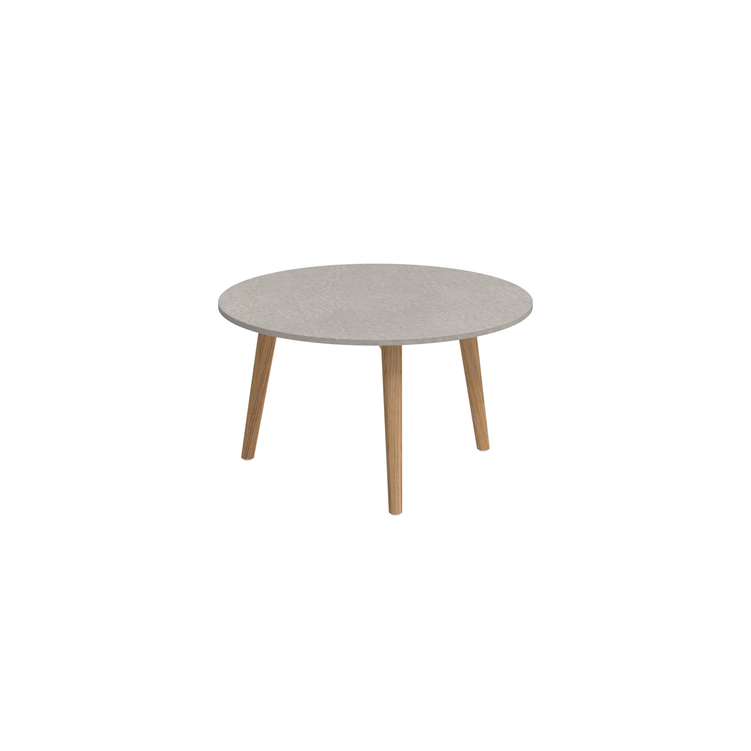 Styletto Side Table Ø60cm Teak Legs Ceramic Top Cemento Luminoso