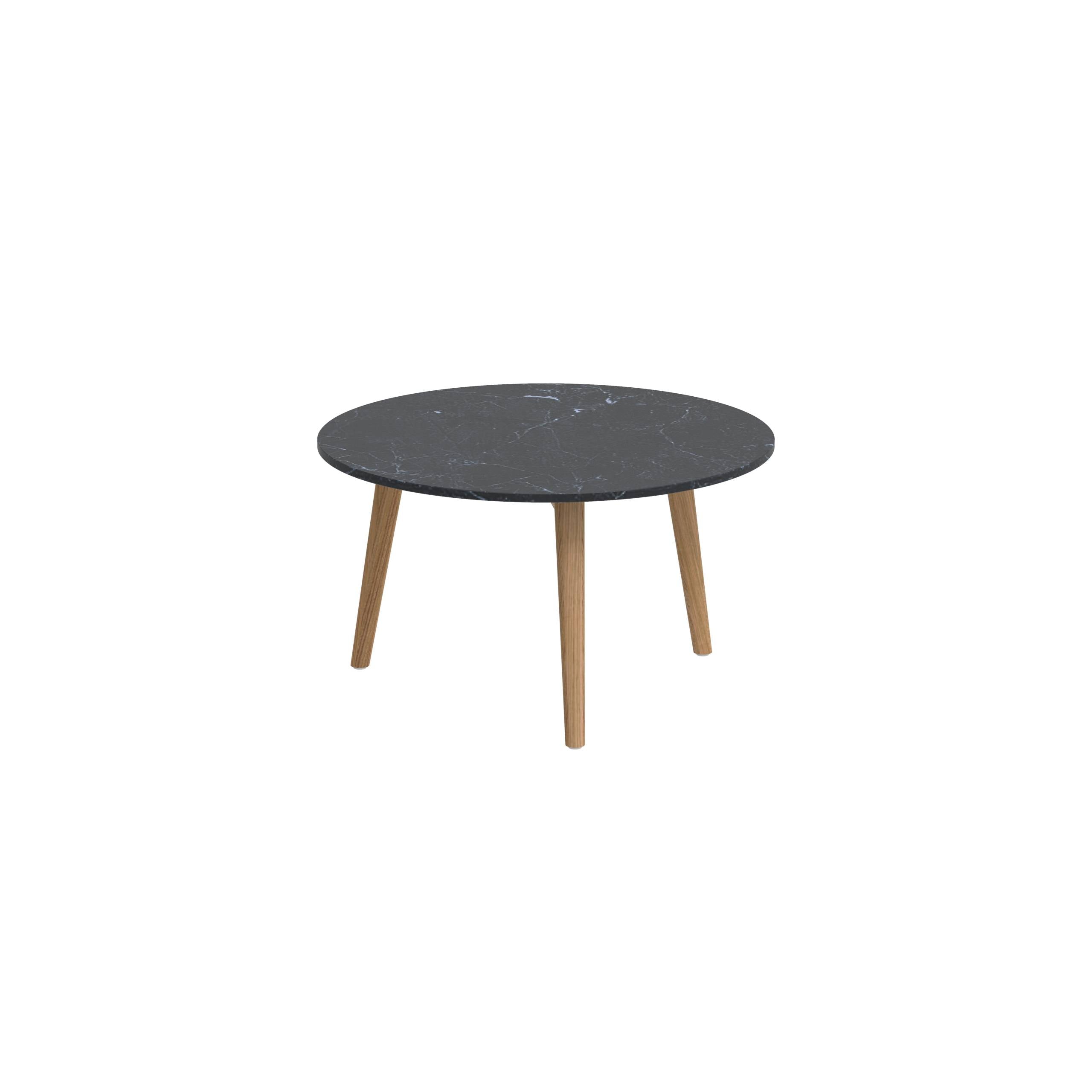 Styletto Side Table Ø60cm Teak Legs Ceramic Top Nero Marquina