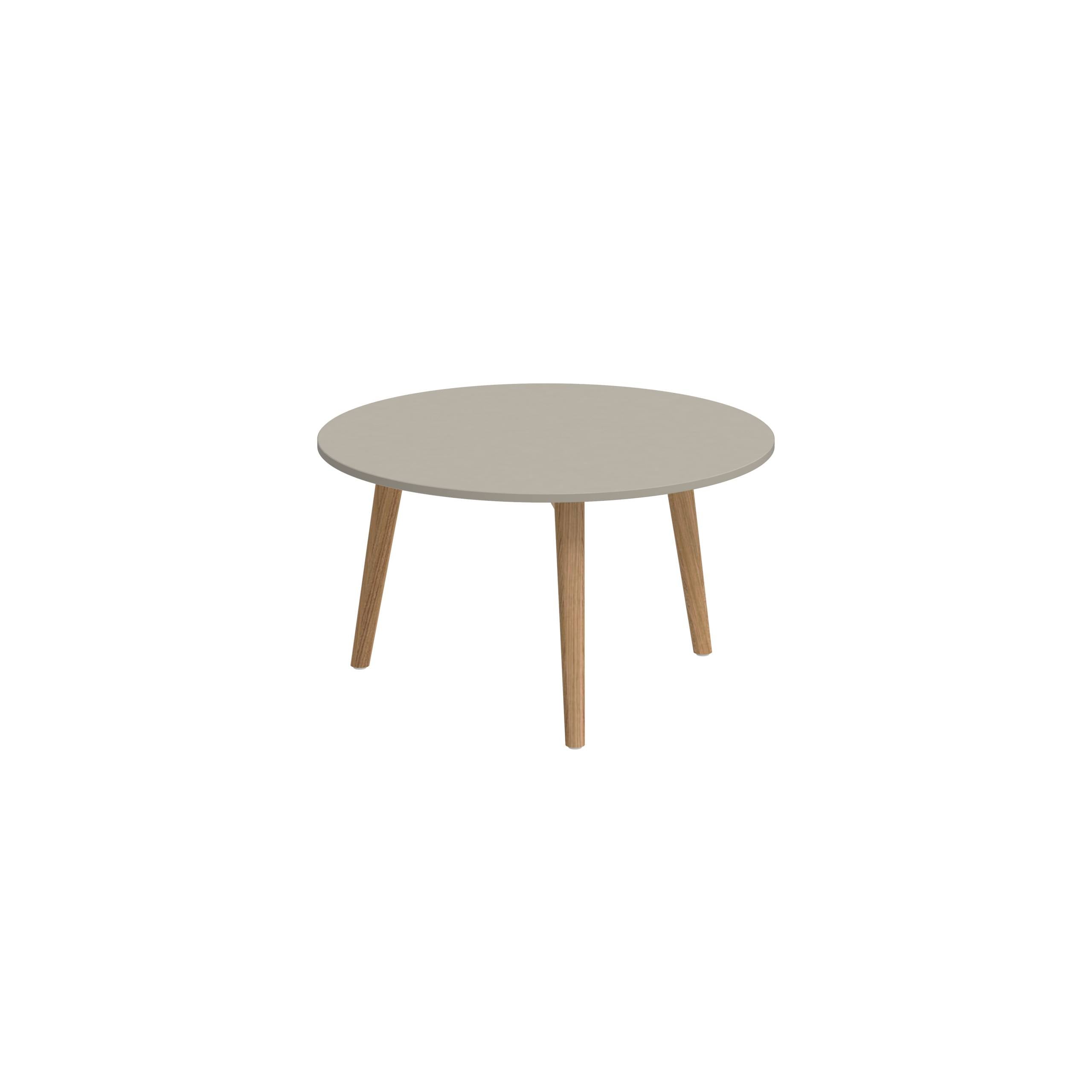 Styletto Side Table Ø60cm Teak Legs Ceramic Top Pearl Grey