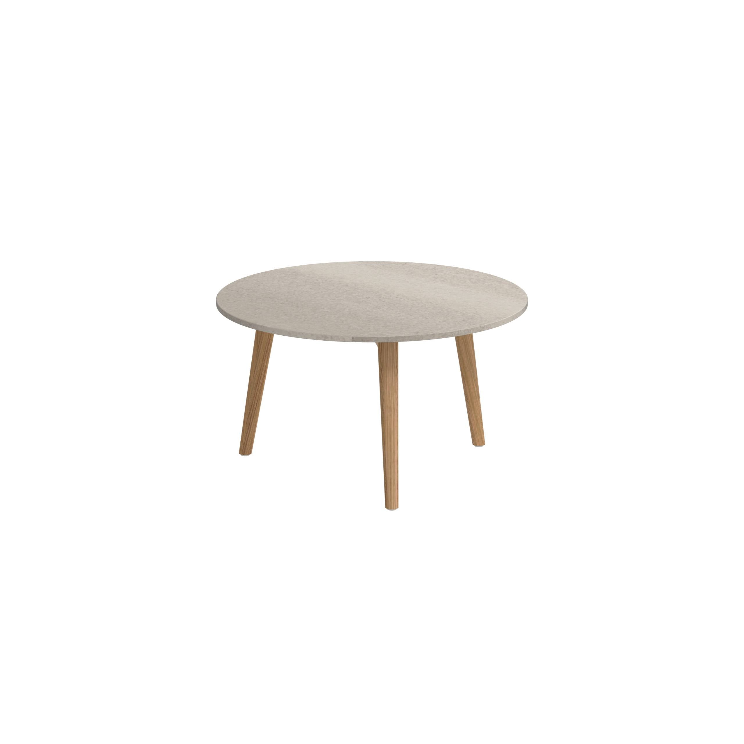 Styletto Side Table Ø60cm Teak Legs Ceramic Top Taupe Grey