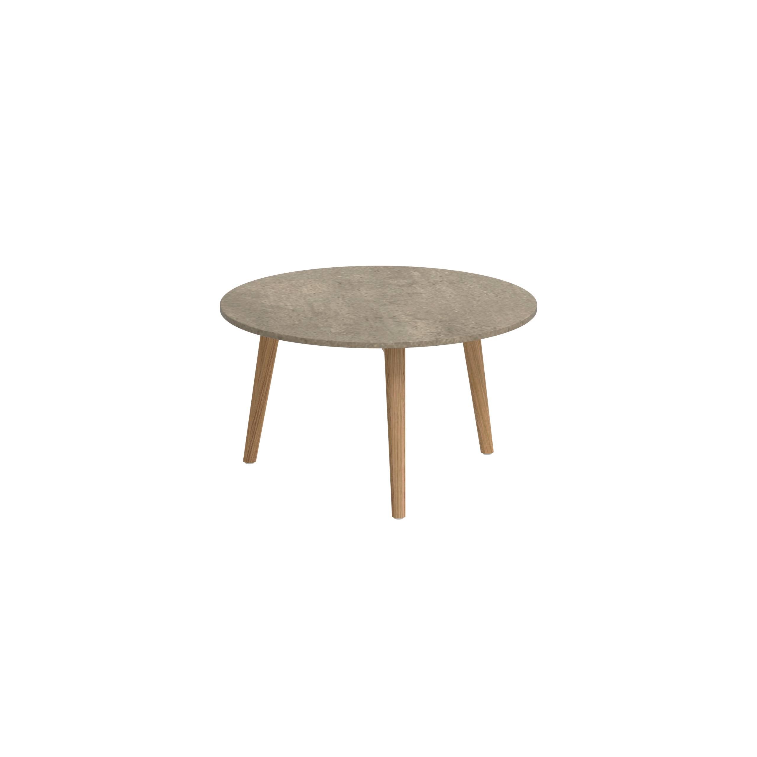 Styletto Side Table Ø60cm Teak Legs Ceramic Top Terra Sabbia