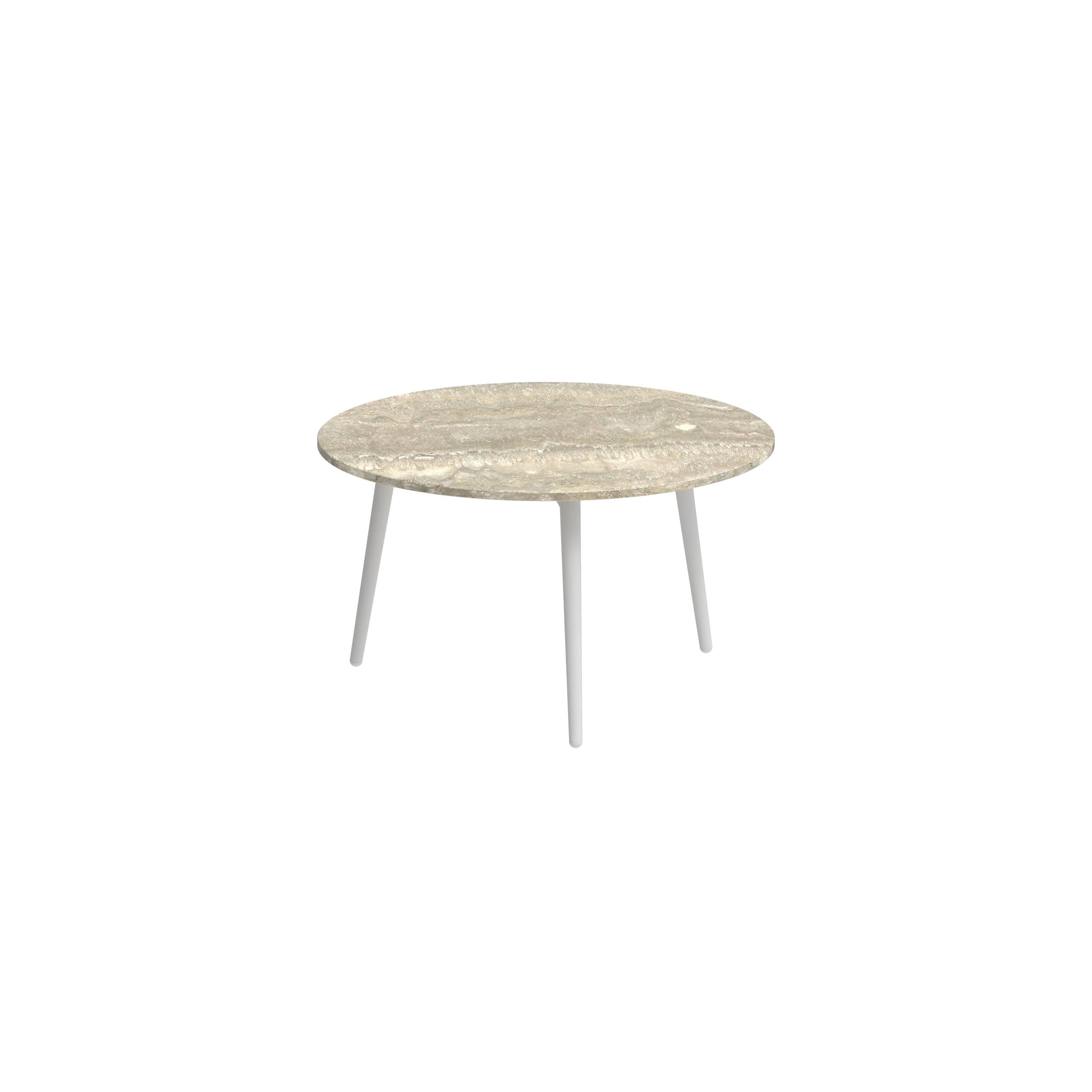 Styletto Side Table Ø60cm White Ceramic Top Travertino