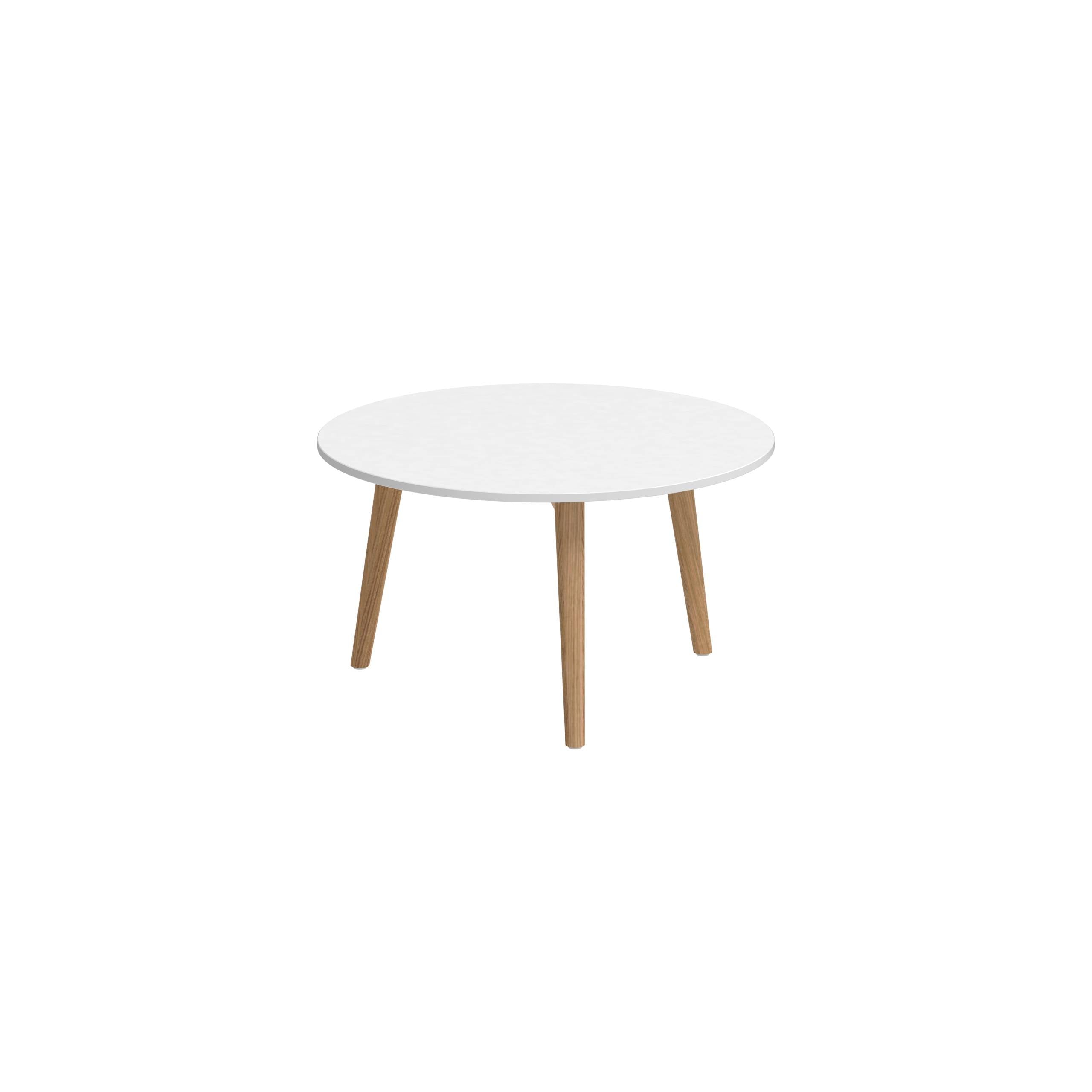 Styletto Side Table Ø60cm Teak Legs Ceramic Top White