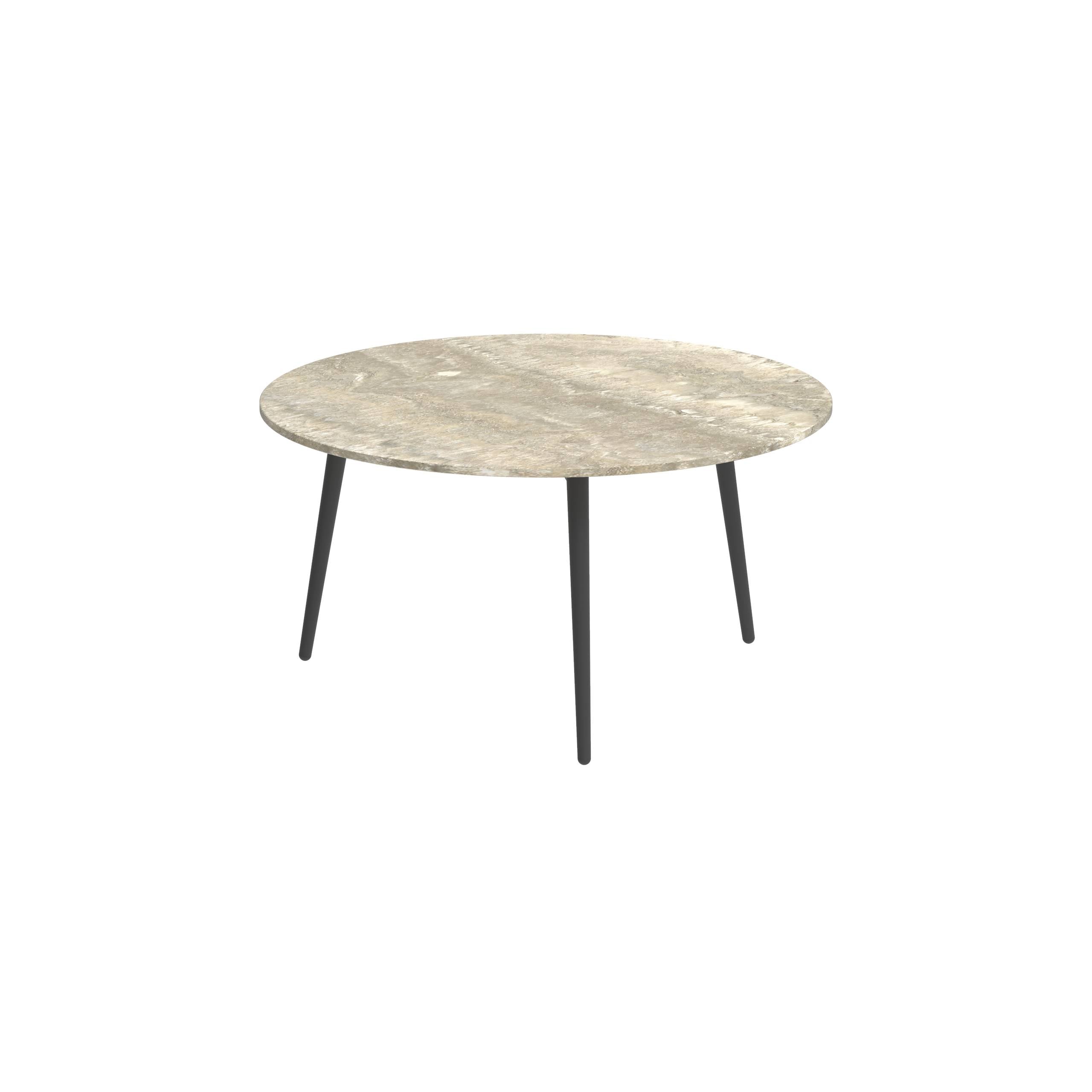 Styletto Side Table Ø75cm Anthracite Ceramic Top Travertino