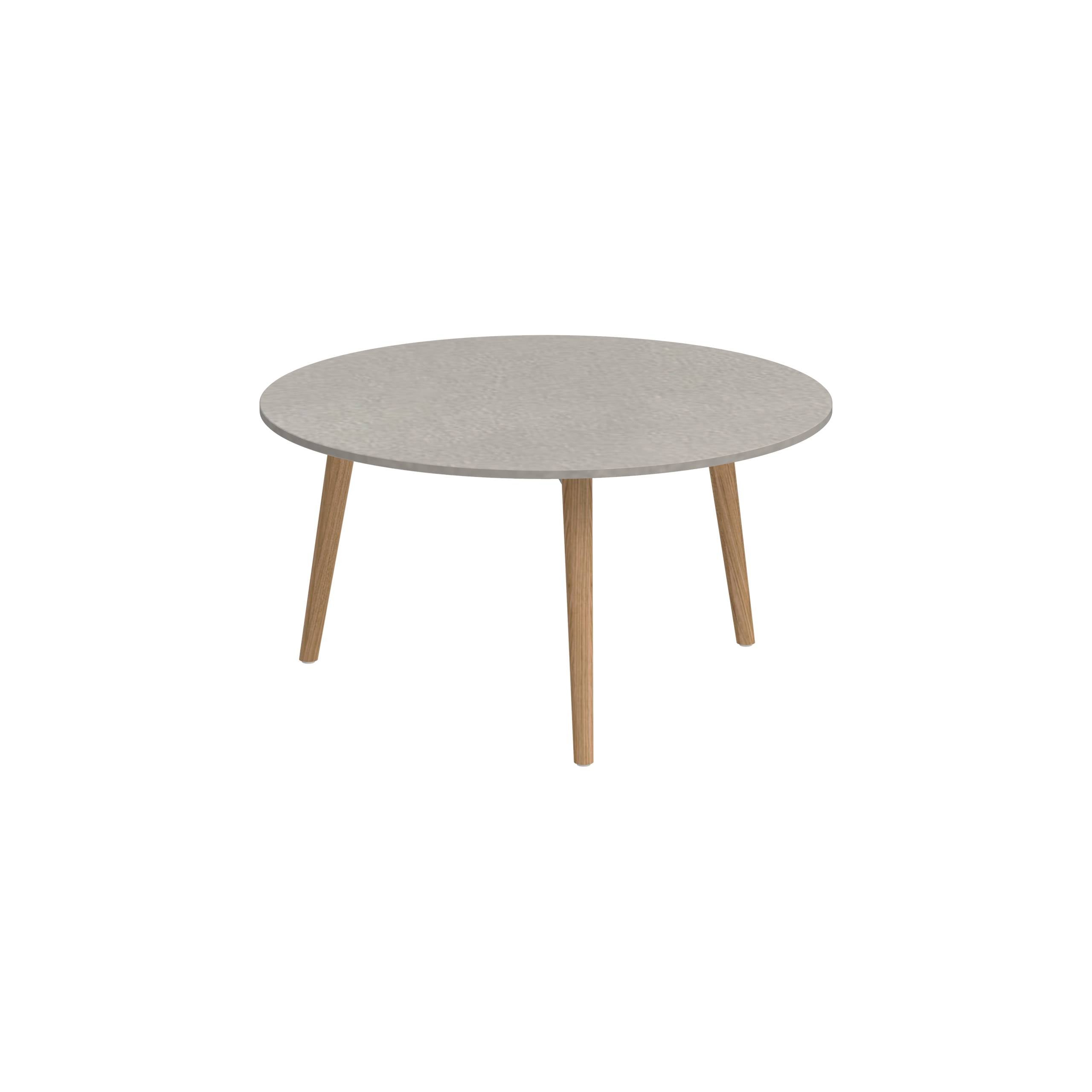 Styletto Side Table Ø75cm Teak Legs Ceramic Top Cemento Luminoso