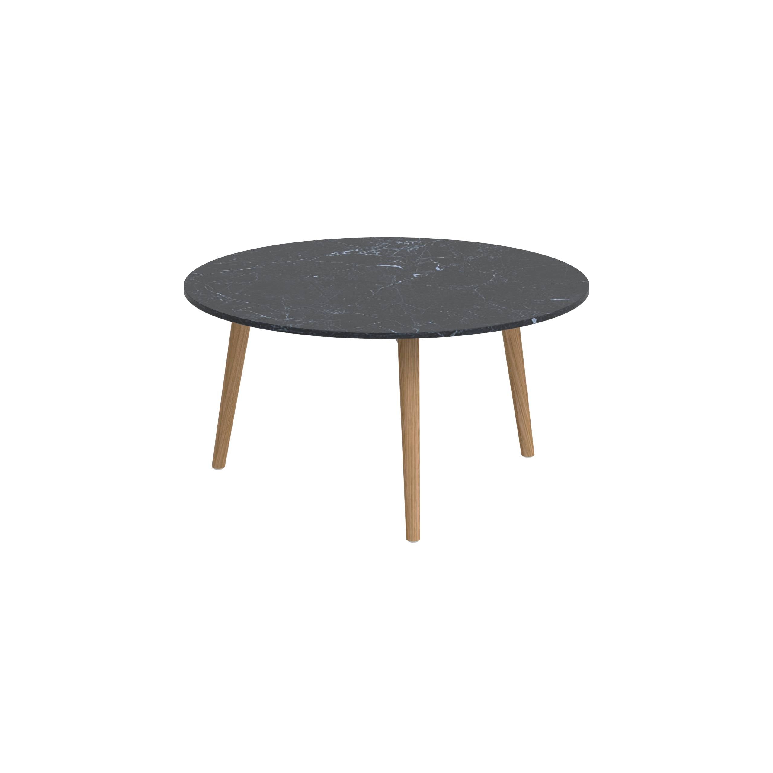 Styletto Side Table Ø75cm Teak Legs Ceramic Top Nero Marquina