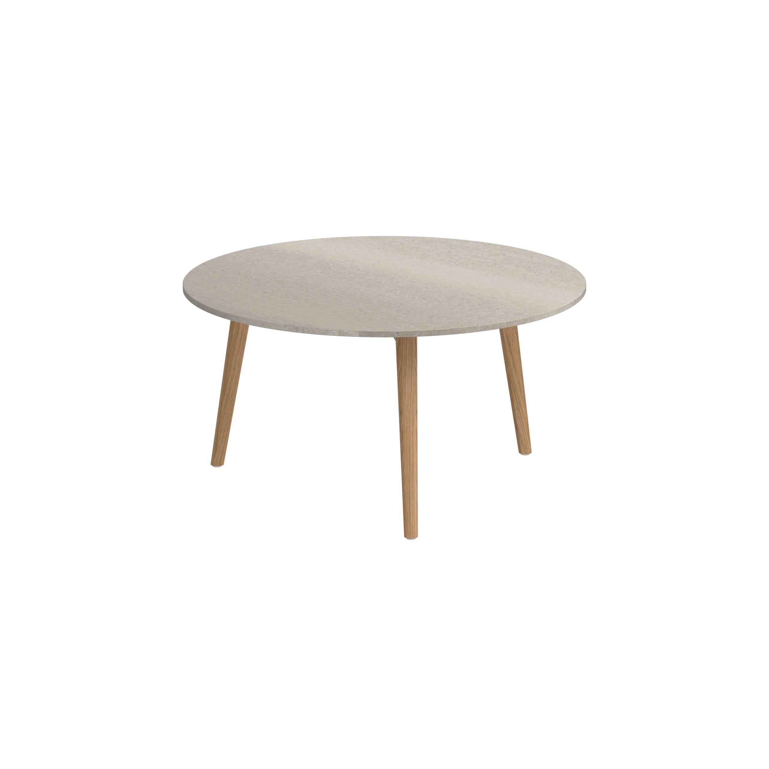 Styletto Side Table Ø75cm Teak Legs Ceramic Top Taupe Grey