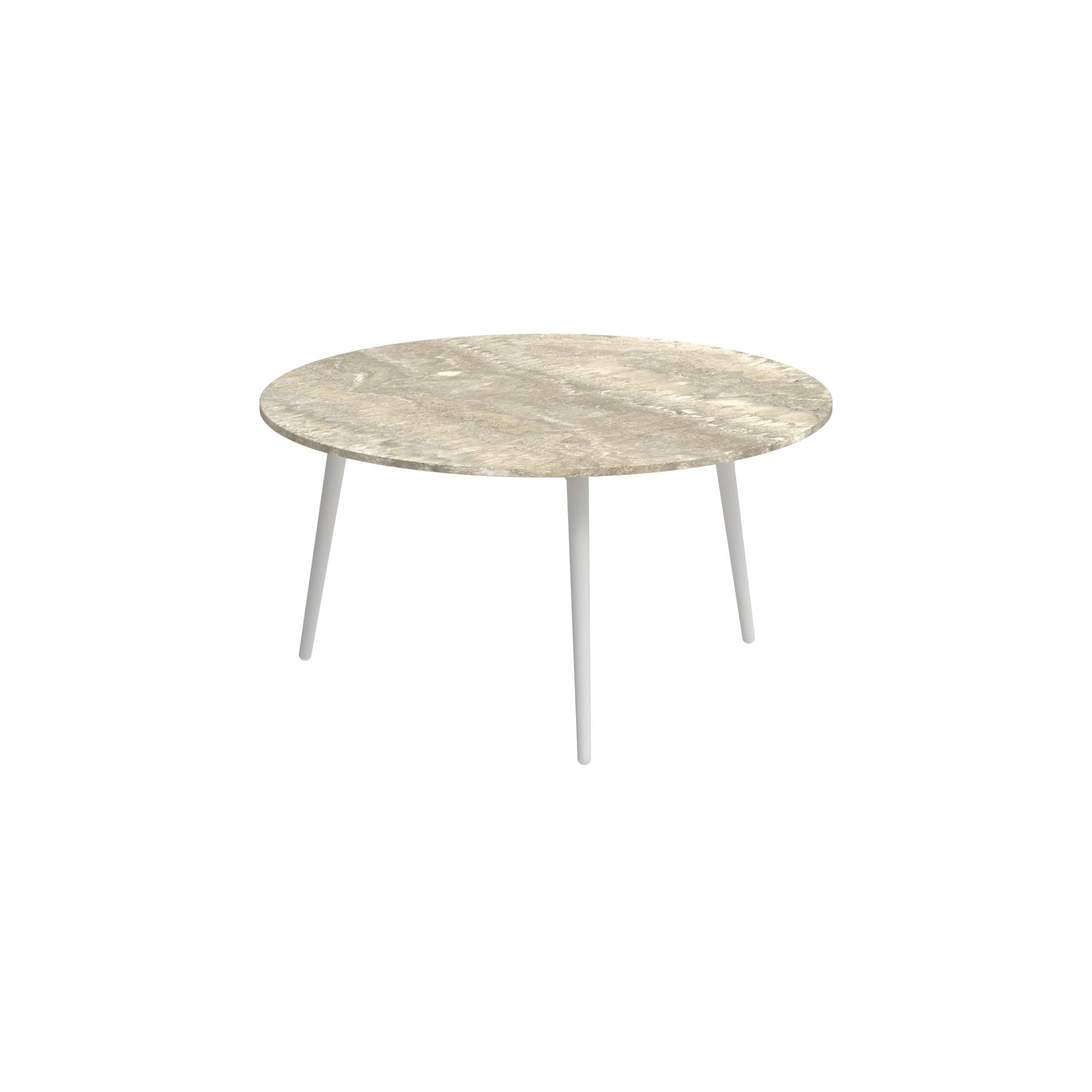 Styletto Side Table Ø75cm White Ceramic Top Travertino