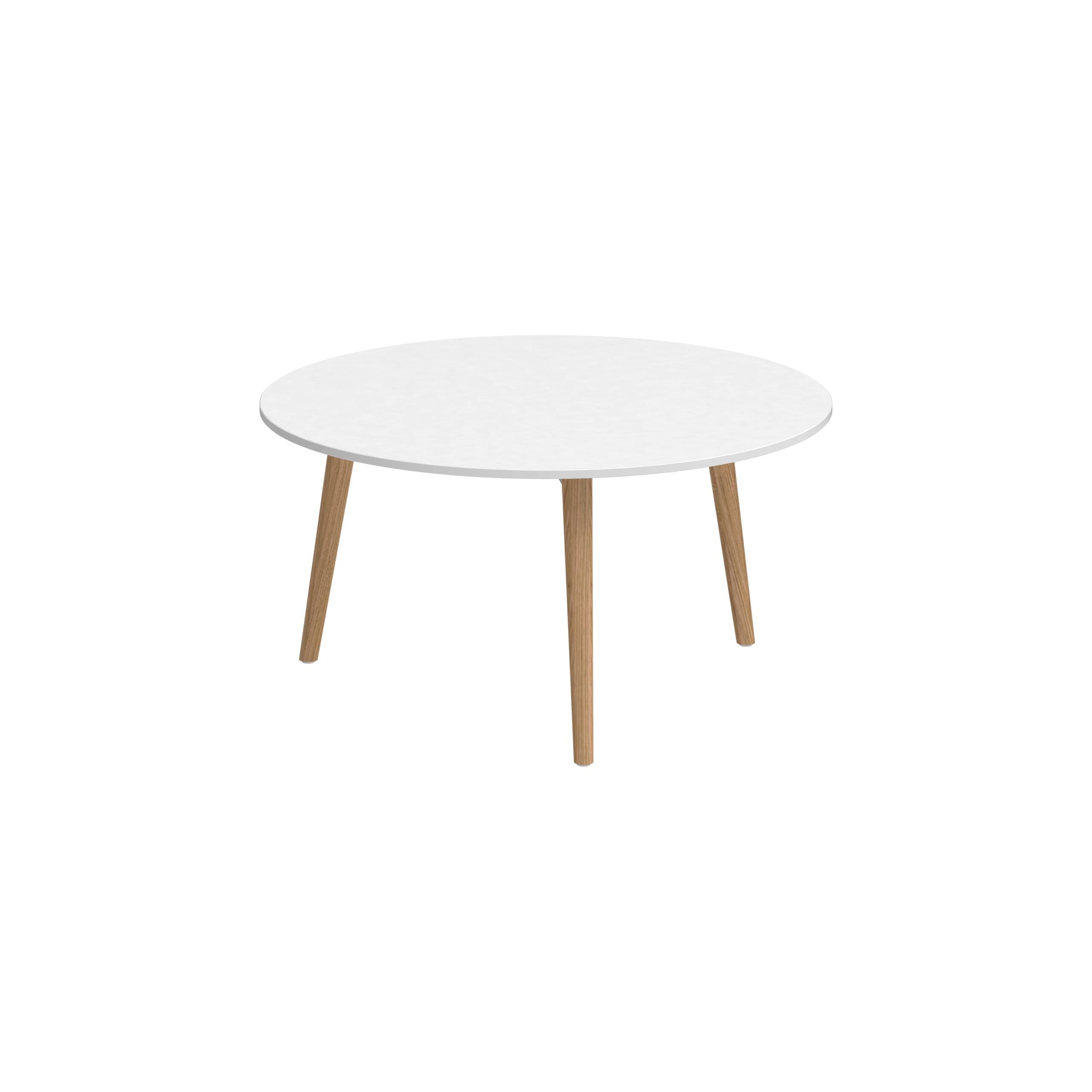 Styletto Side Table Ø75cm Teak Legs Ceramic Top White