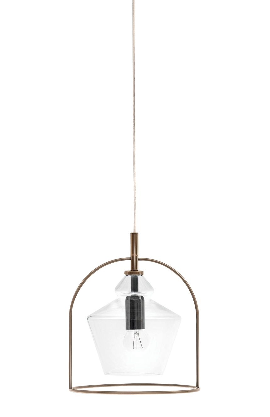 Swing Ceiling light with chromed celiling pink and transparent cable