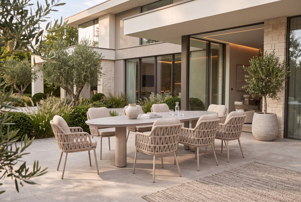 4 Seasons Outdoor Santino 8 Seat Denia 290cm Mango Ceramic Dining Table