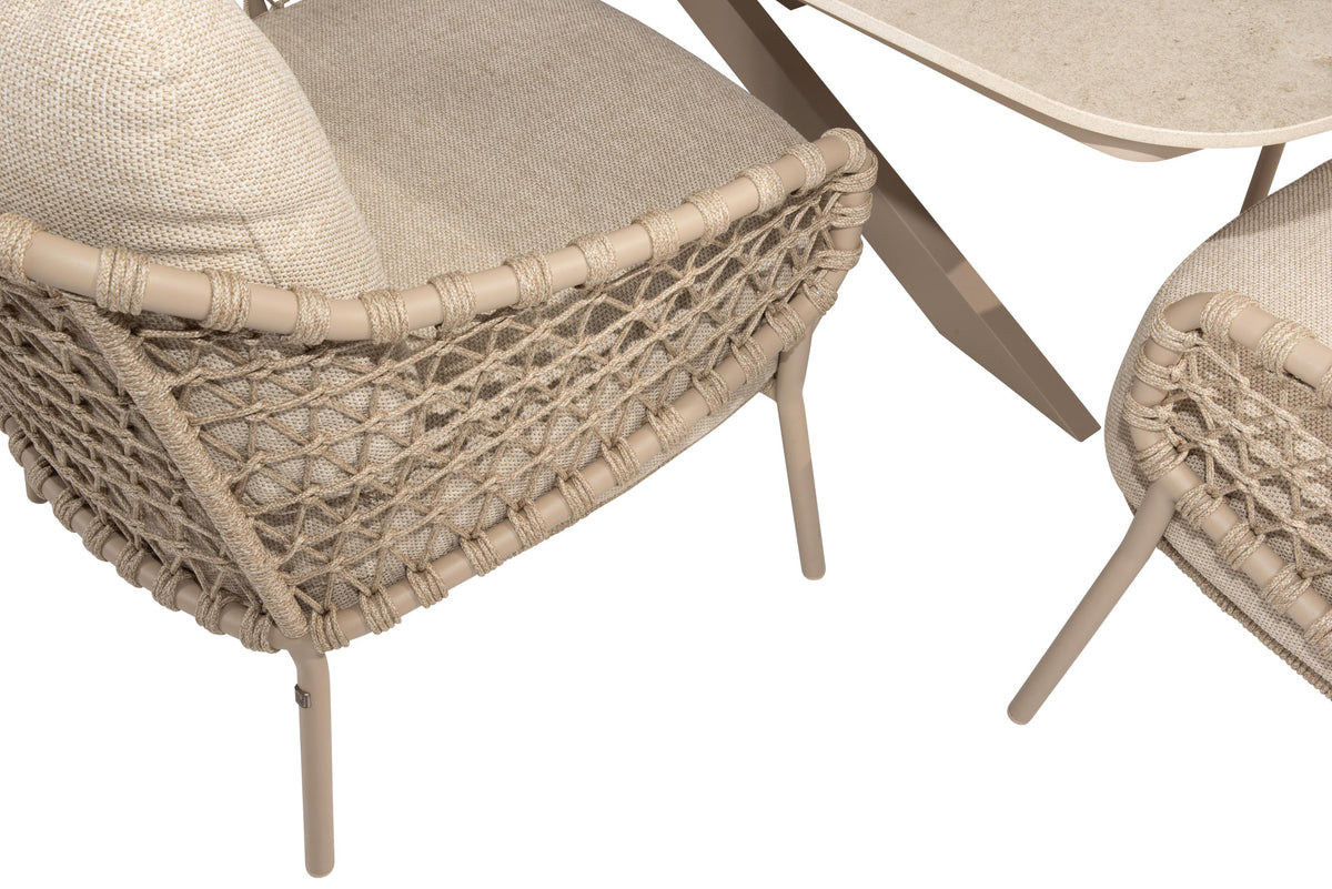 4 Seasons Outdoor Sardinia 6 Seat with Donato 160cm Round Ceramic Low Dining Table & Lazy Susan
