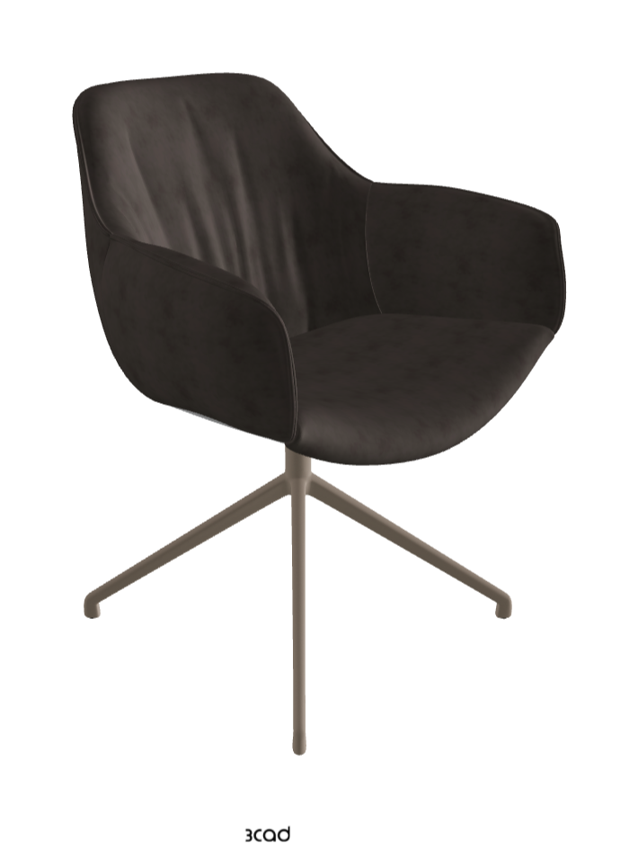 Scarlett Turn Swivel Dining Armchair_Titanium Embossed_Micro Nubuk_Lead