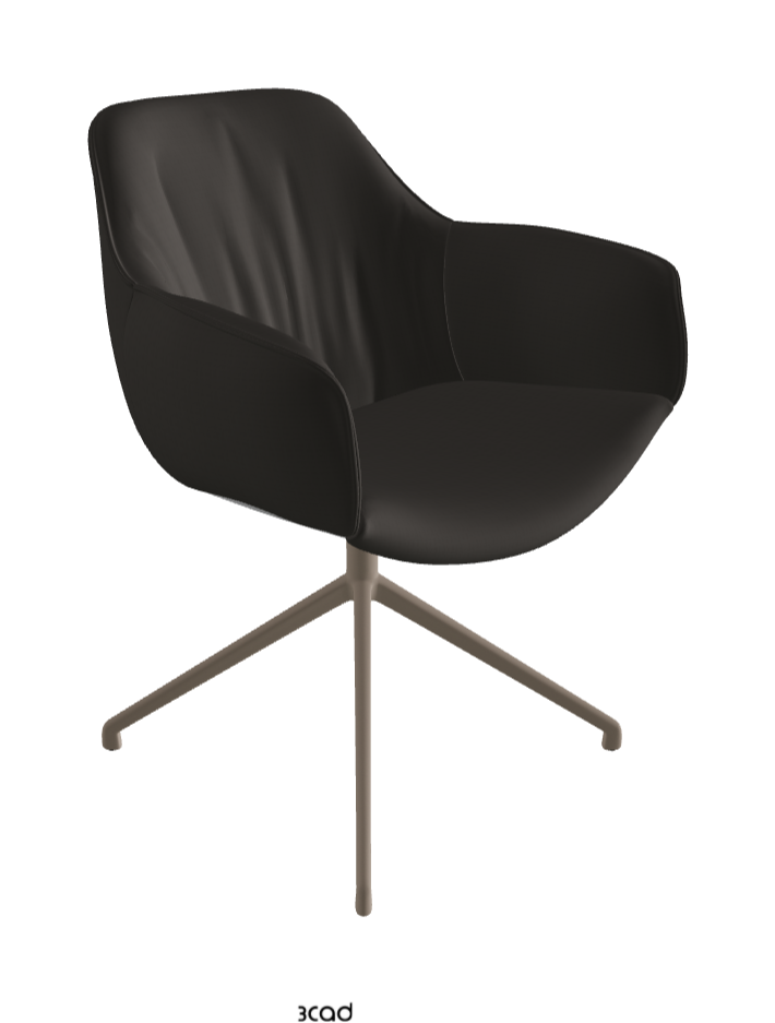 Scarlett Turn Swivel Dining Armchair_Titanium Embossed_Glove Soft Leather_Carbon