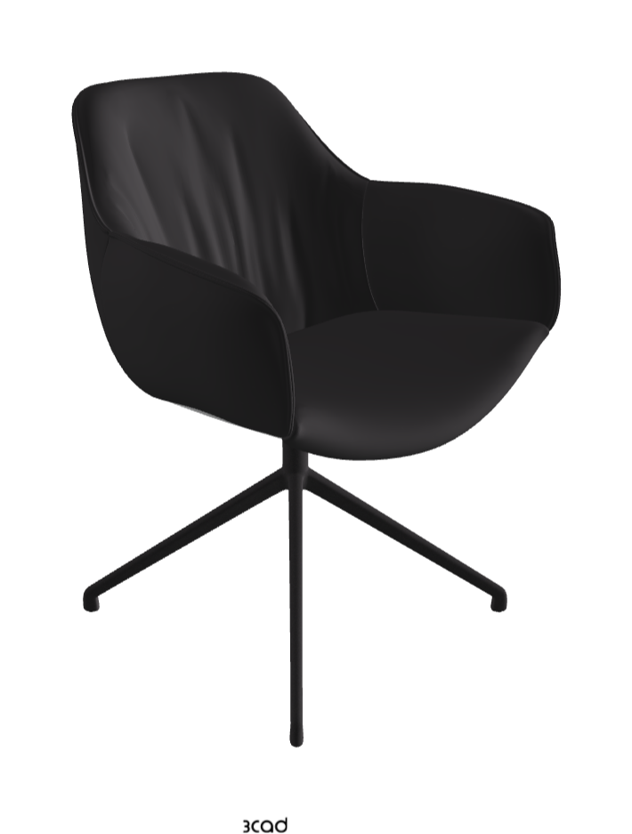 Scarlett Turn Swivel Dining Armchair_Black Embossed_Glove Soft Leather_Hornet