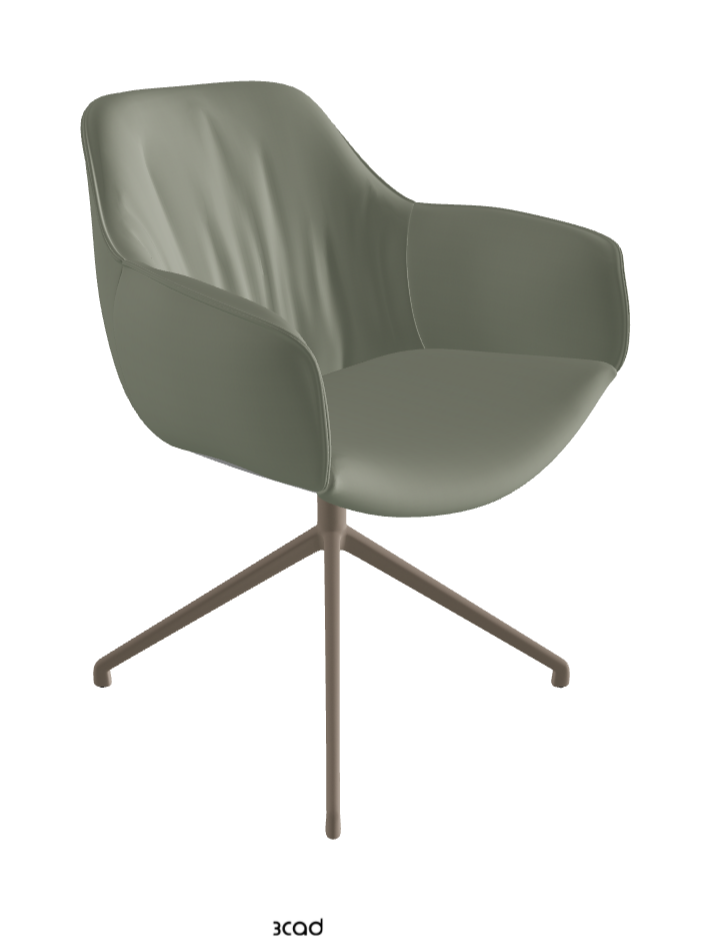 Scarlett Turn Swivel Dining Armchair_Titanium Embossed_Soft Leather_Cenere