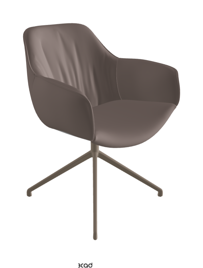 Scarlett Turn Swivel Dining Armchair_Titanium Embossed_Soft Leather_Castoro
