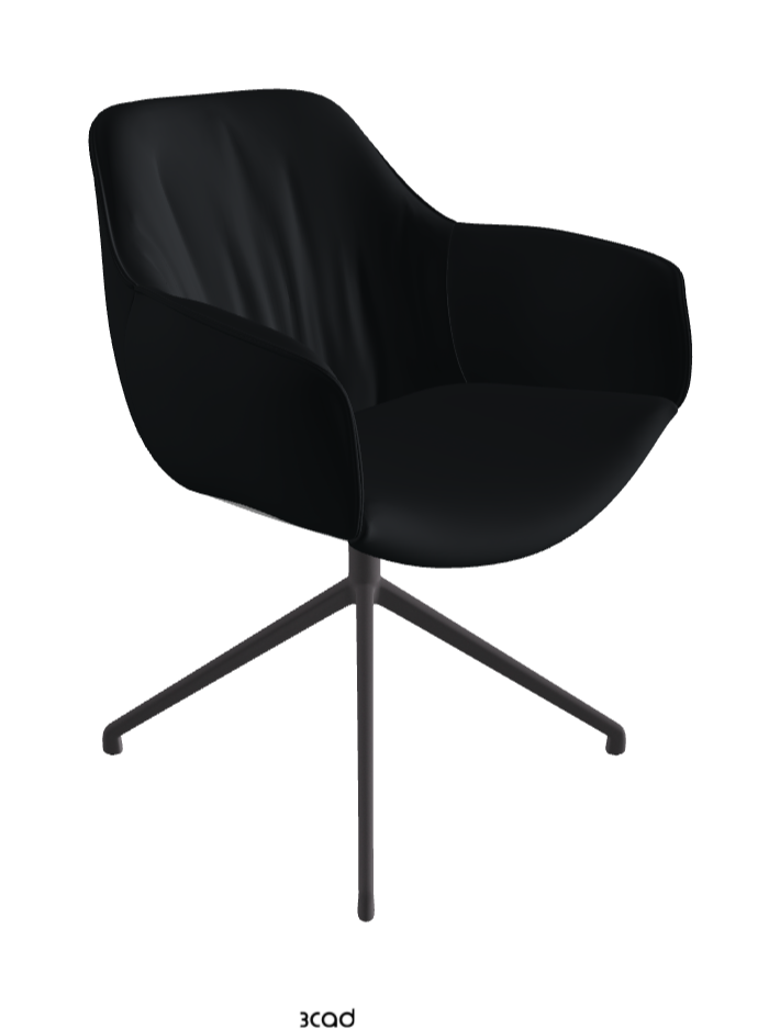 Scarlett Turn Swivel Dining Armchair_Graphite Embossed_Soft Leather_Atlantico