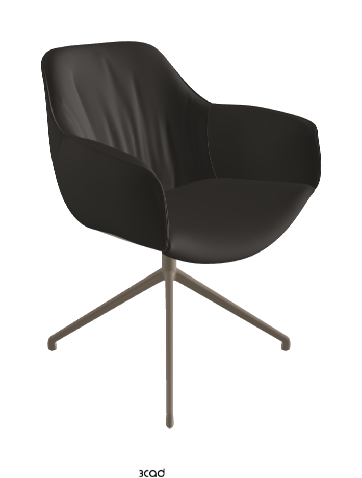 Scarlett Turn Swivel Dining Armchair_Titanium Embossed_Soft Leather_Piombo