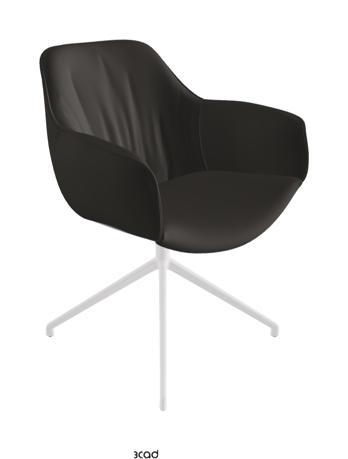 Scarlett Turn Swivel Dining Armchair_Pearl Embossed_Soft Leather_Piombo