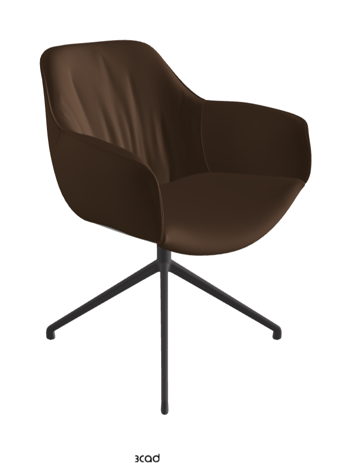 Scarlett Turn Swivel Dining Armchair_Graphite Embossed_Soft Leather_Biscotto