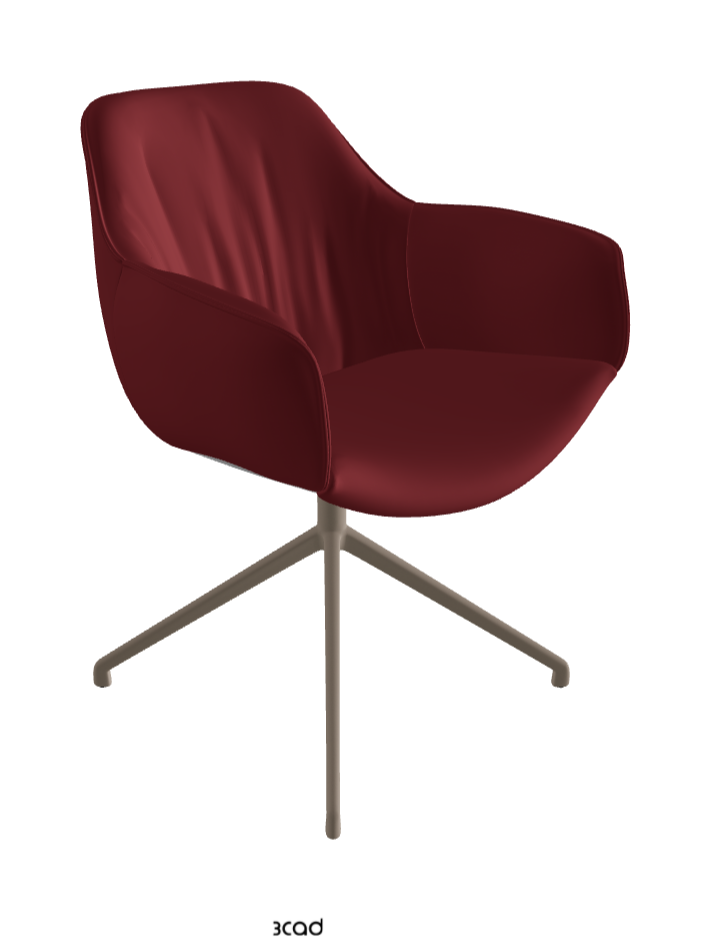 Scarlett Turn Swivel Dining Armchair_Titanium Embossed_Soft Leather_Rosso Corsa