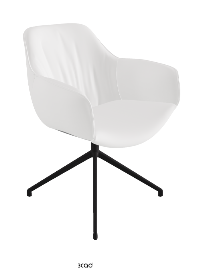 Scarlett Turn Swivel Dining Armchair_Black Embossed_Synthetic Leather_Bianco