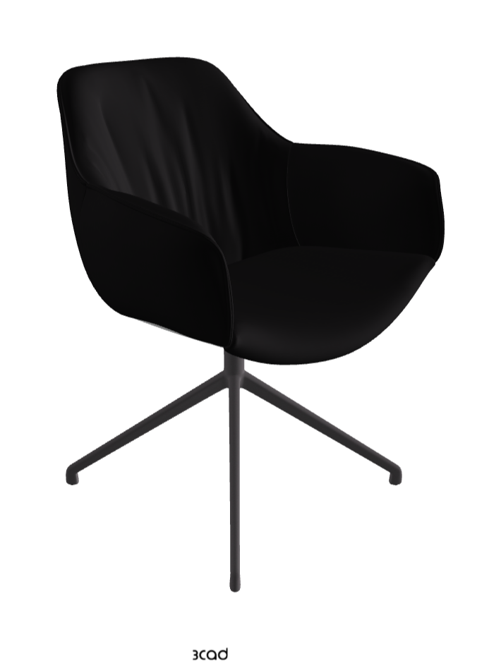 Scarlett Turn Swivel Dining Armchair_Graphite Embossed_Synthetic Leather_Nero