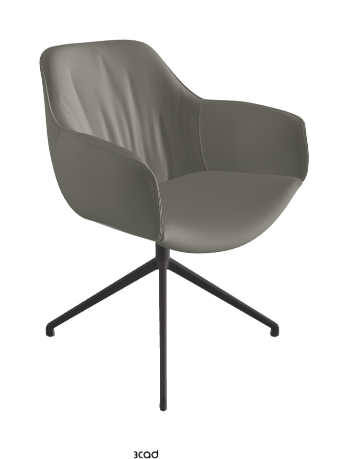 Scarlett Turn Swivel Dining Armchair_Graphite Embossed_Synthetic Leather_Cemento