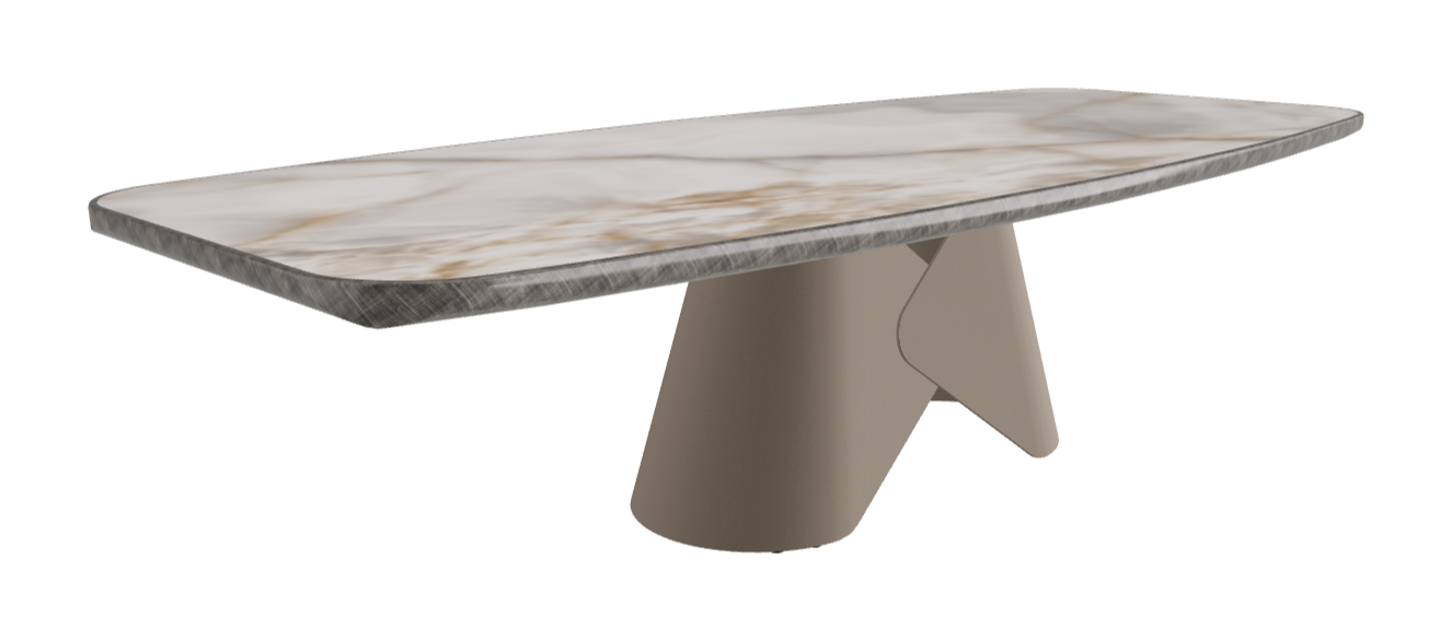 300x128x75h Barrel Shaped_Alabastro_Titanium Embossed_Brushed Grey