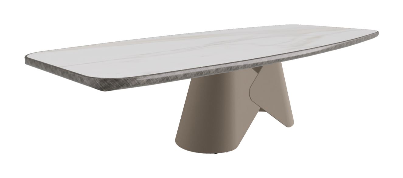 300x128x75h Barrel Shaped_Matt Golden Calacatta_Titanium Embossed_Brushed Grey