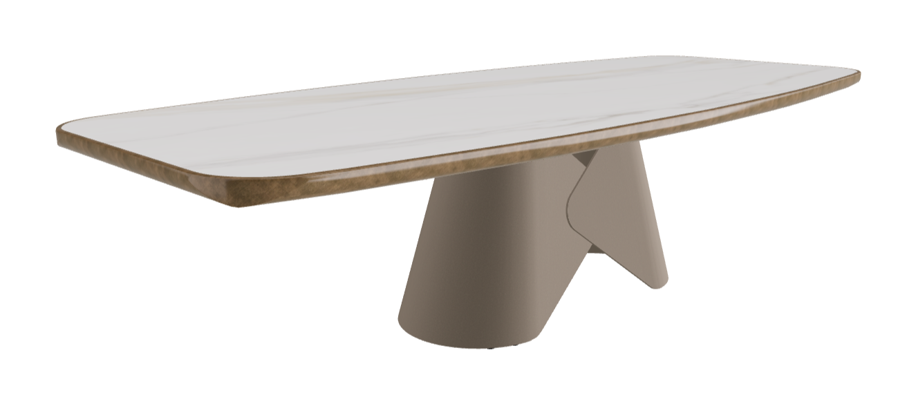 300x128x75h Barrel Shaped_Glossy Golden Calacatta_Titanium Embossed_Brushed Bronze