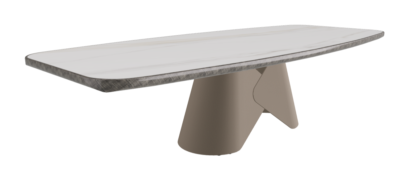 300x128x75h Barrel Shaped_Glossy Golden Calacatta_Titanium Embossed_Brushed Grey