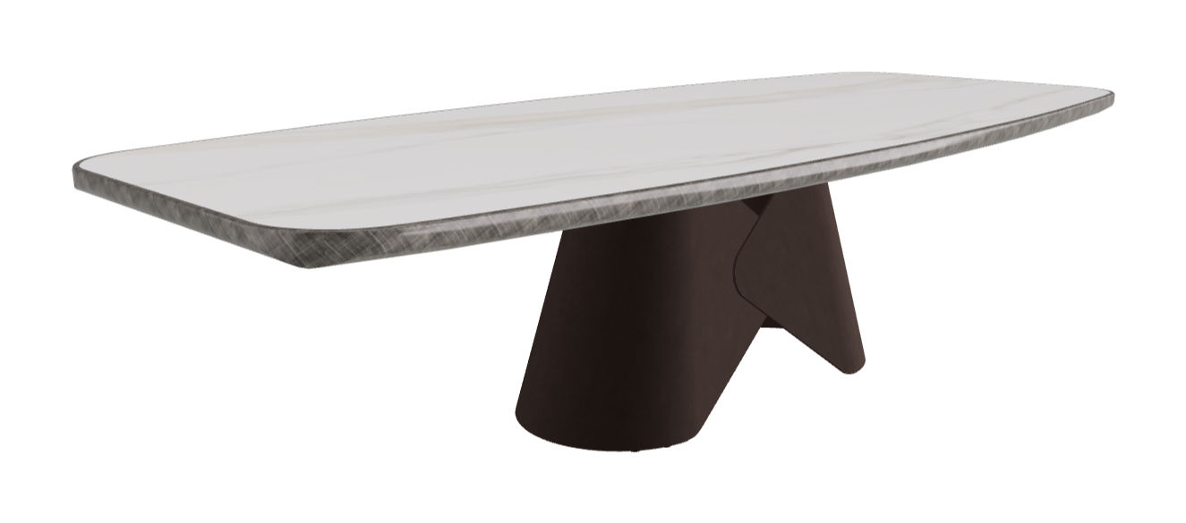 300x128x75h Barrel Shaped_Glossy Golden Calacatta_Bronze Embossed_Brushed Grey