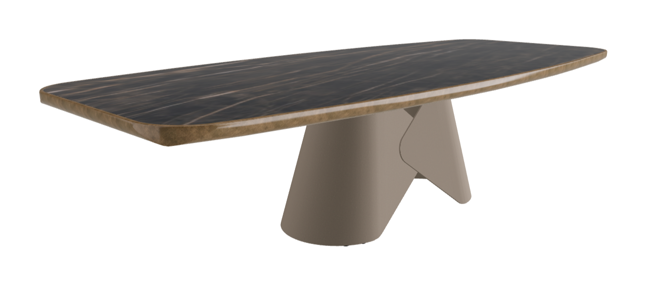 300x128x75h Barrel Shaped_Glossy Portoro_Titanium Embossed_Brushed Bronze