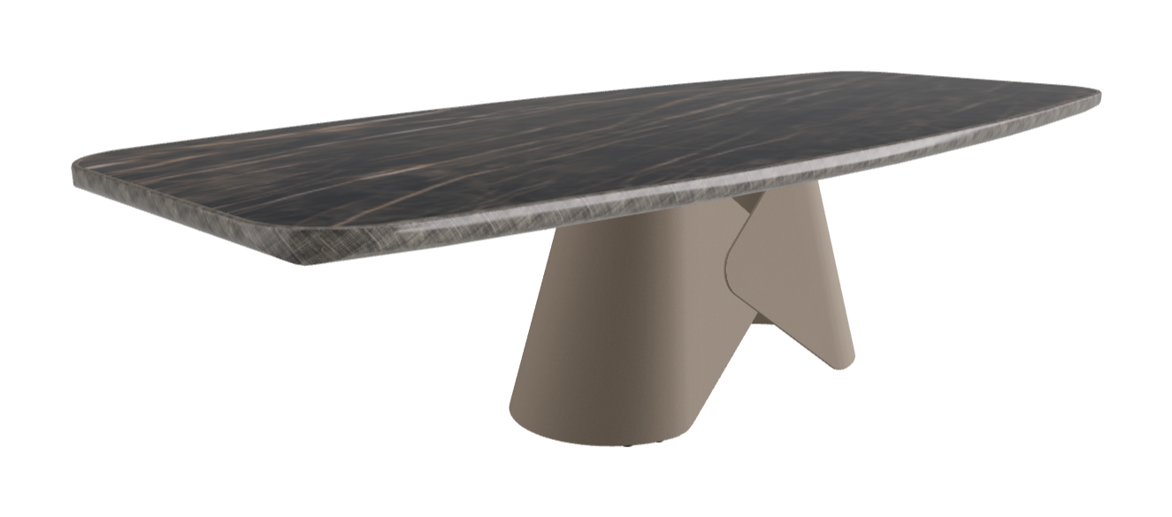 300x128x75h Barrel Shaped_Glossy Portoro_Titanium Embossed_Brushed Grey